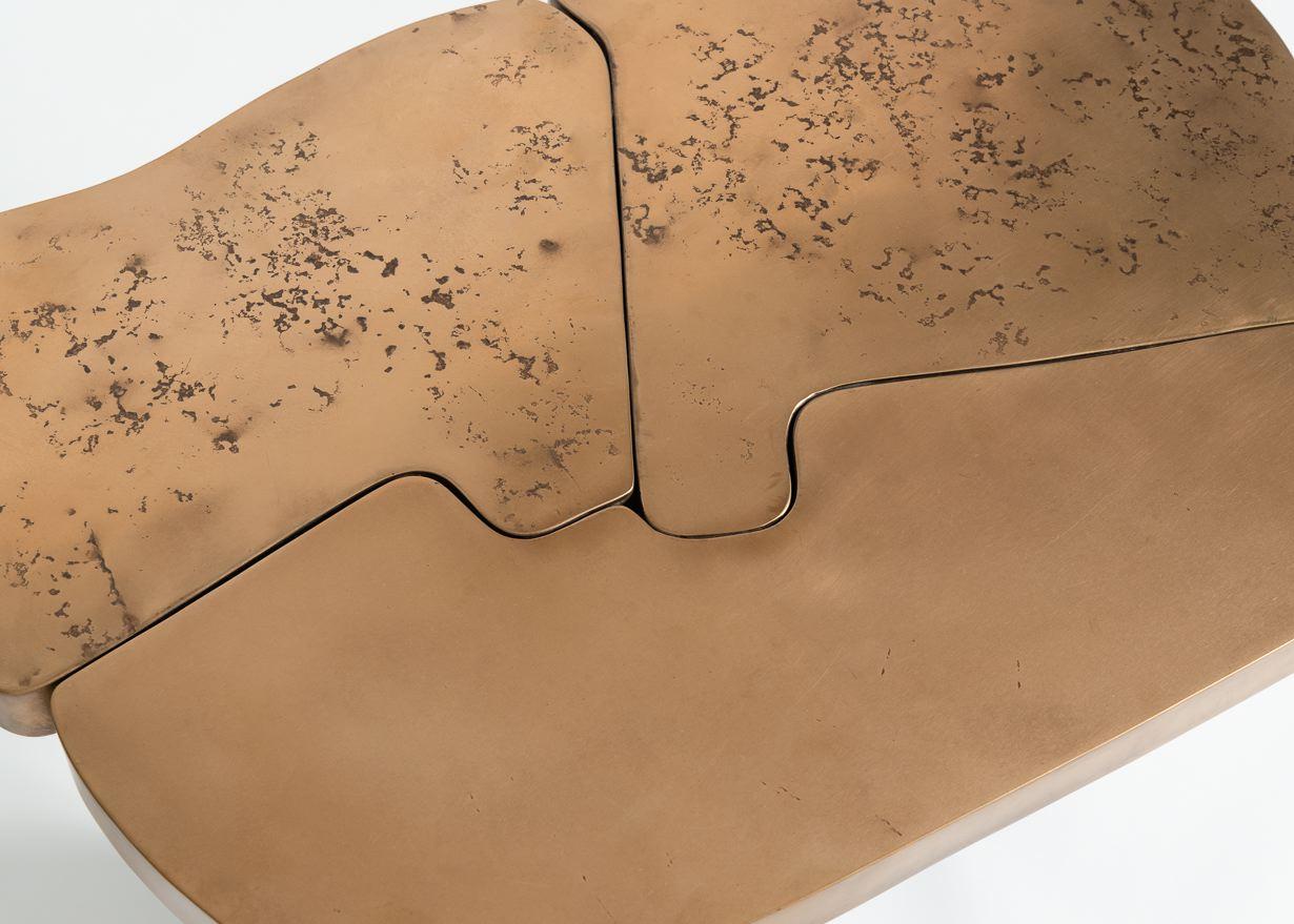 XXIe siècle et contemporain Douglas Fanning, table d'appoint contemporaine en acier et bronze, États-Unis, 2018 en vente