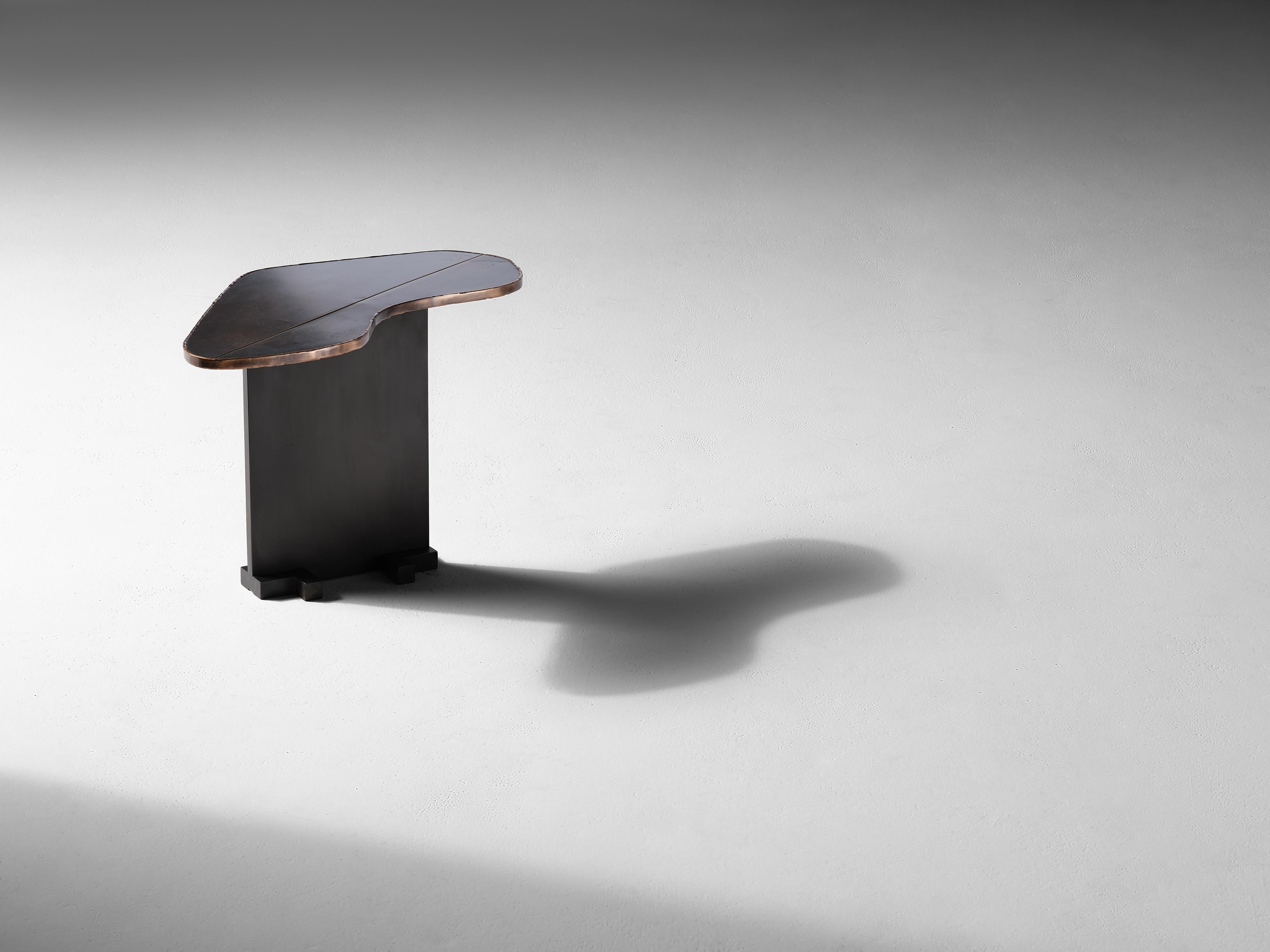 Douglas Fanning, Cor, Heart-Shaped Bronze & Blackened Steel Side Table, US, 2020 For Sale 2
