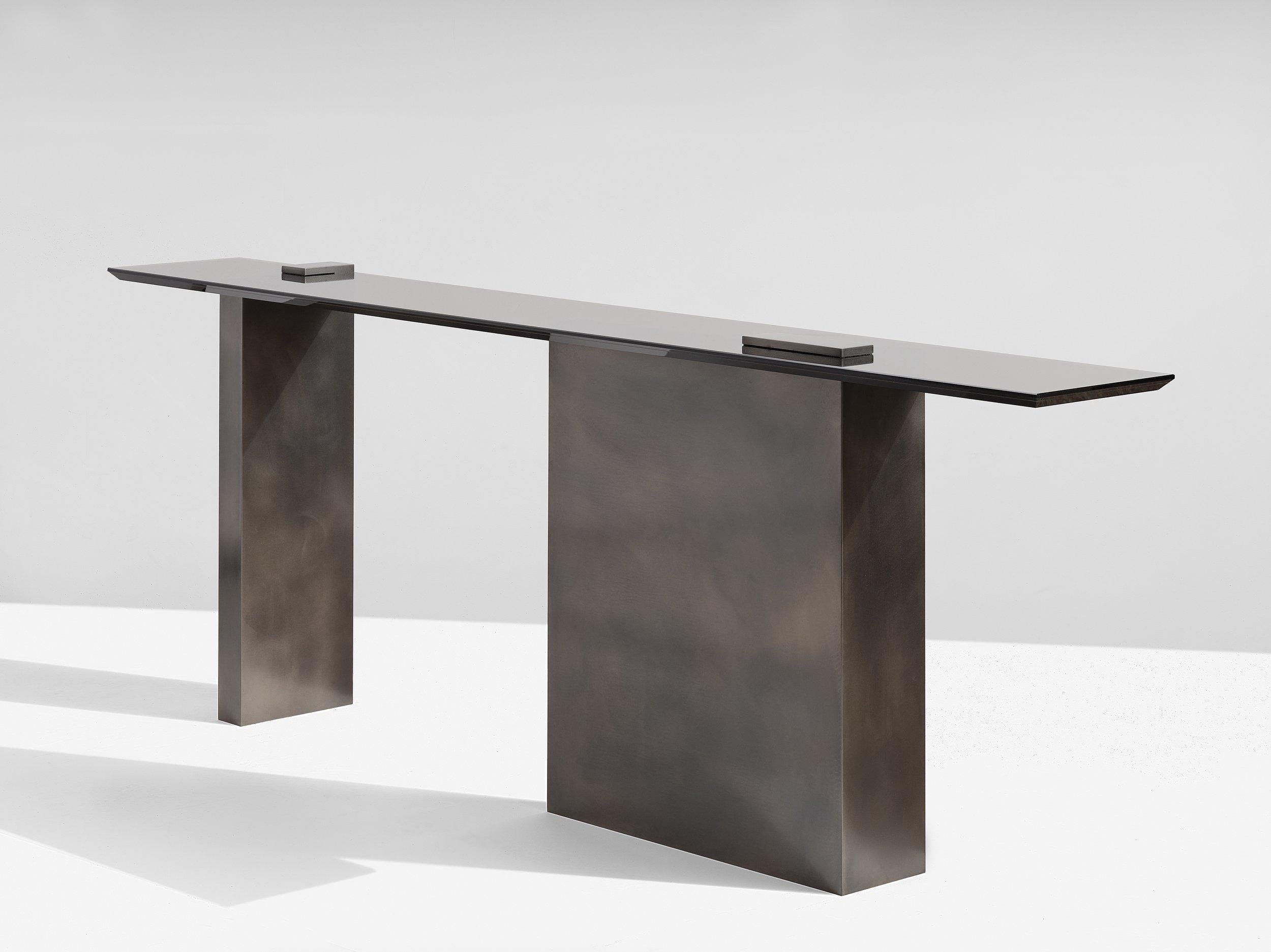 Douglas Fanning, Mesa, Patinated Console, Steel and Bronze, United States, 2023 For Sale 3