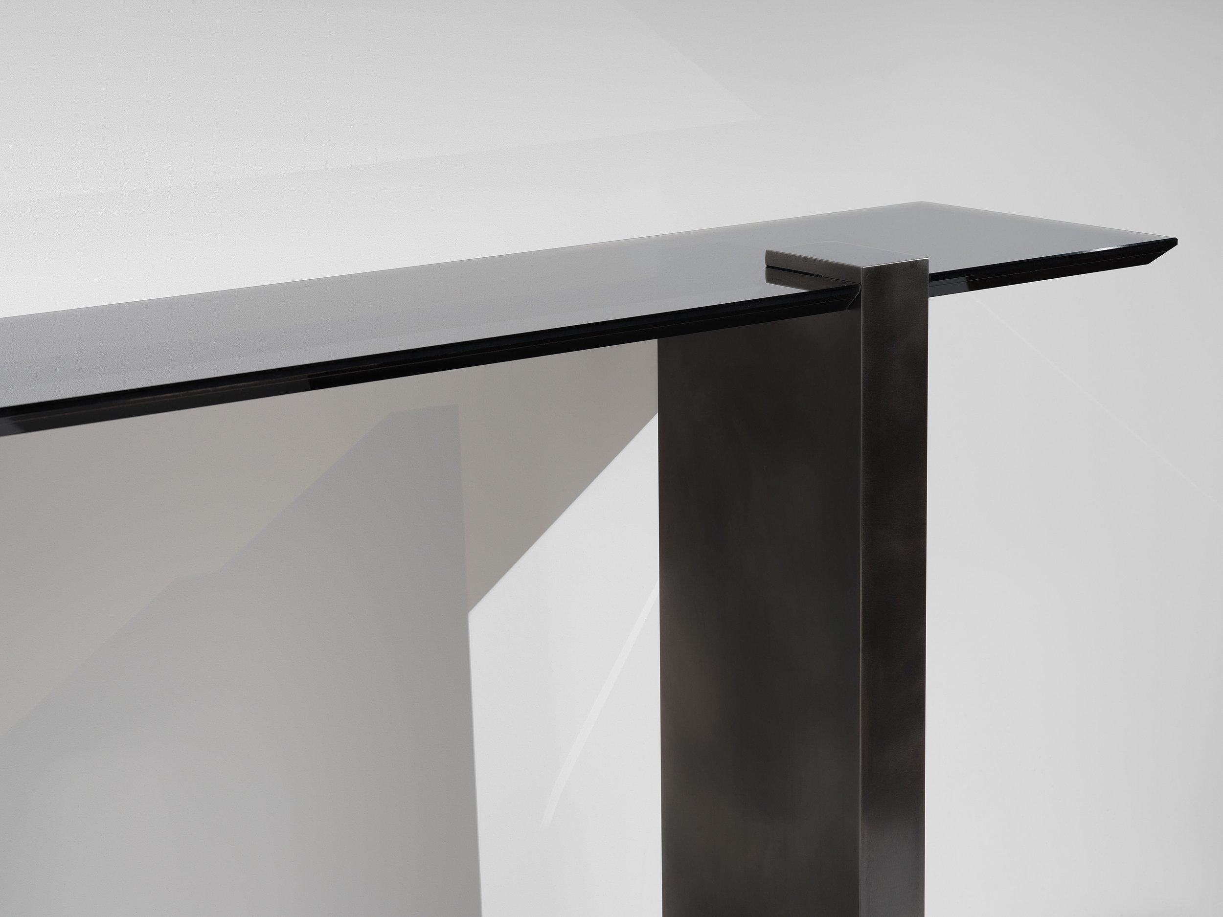 Blackened Douglas Fanning, Mesa, Patinated Console, Steel and Bronze, United States, 2023 For Sale