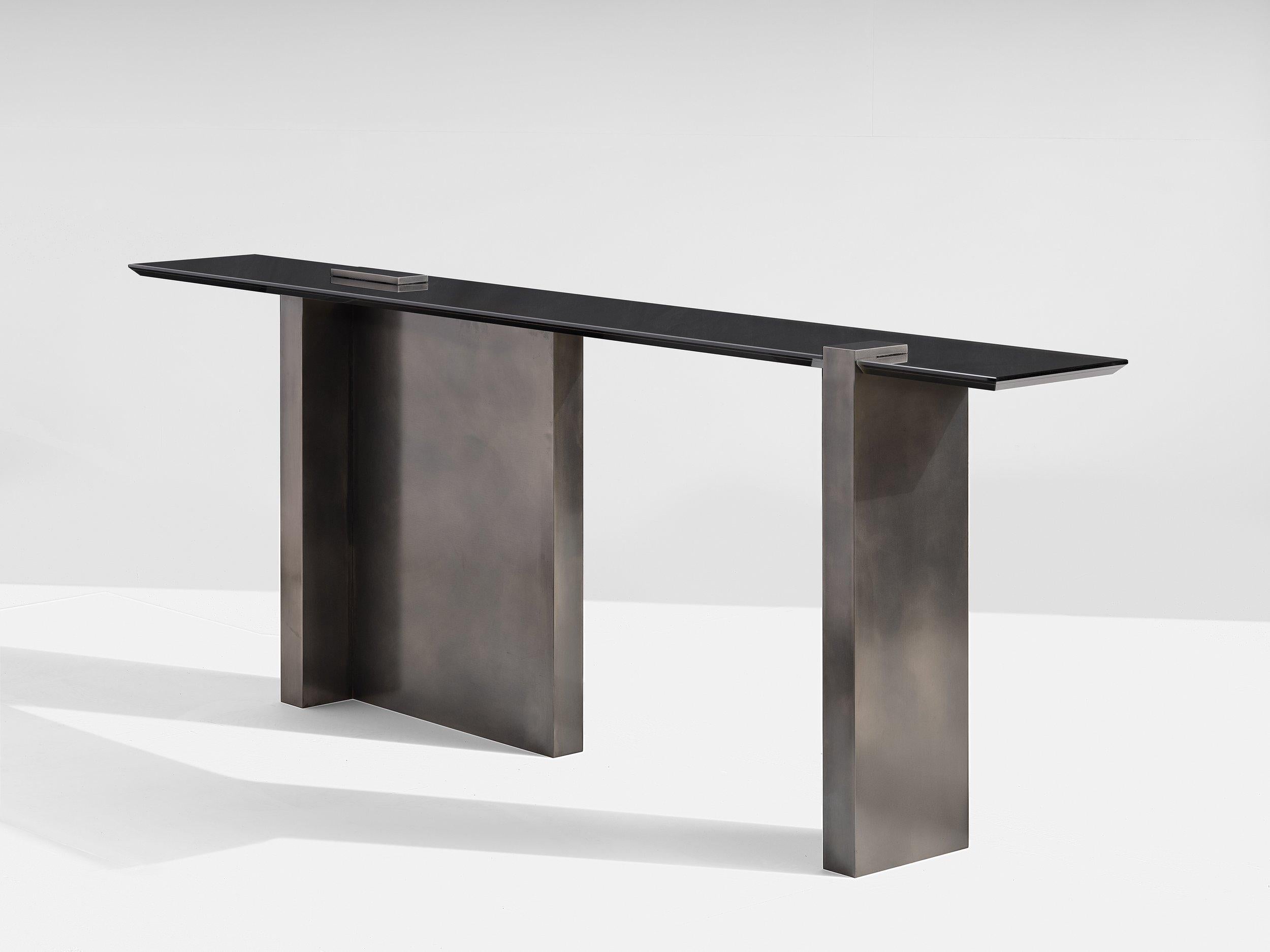 Douglas Fanning, Mesa, Patinated Console, Steel and Bronze, United States, 2023 In Excellent Condition For Sale In New York, NY