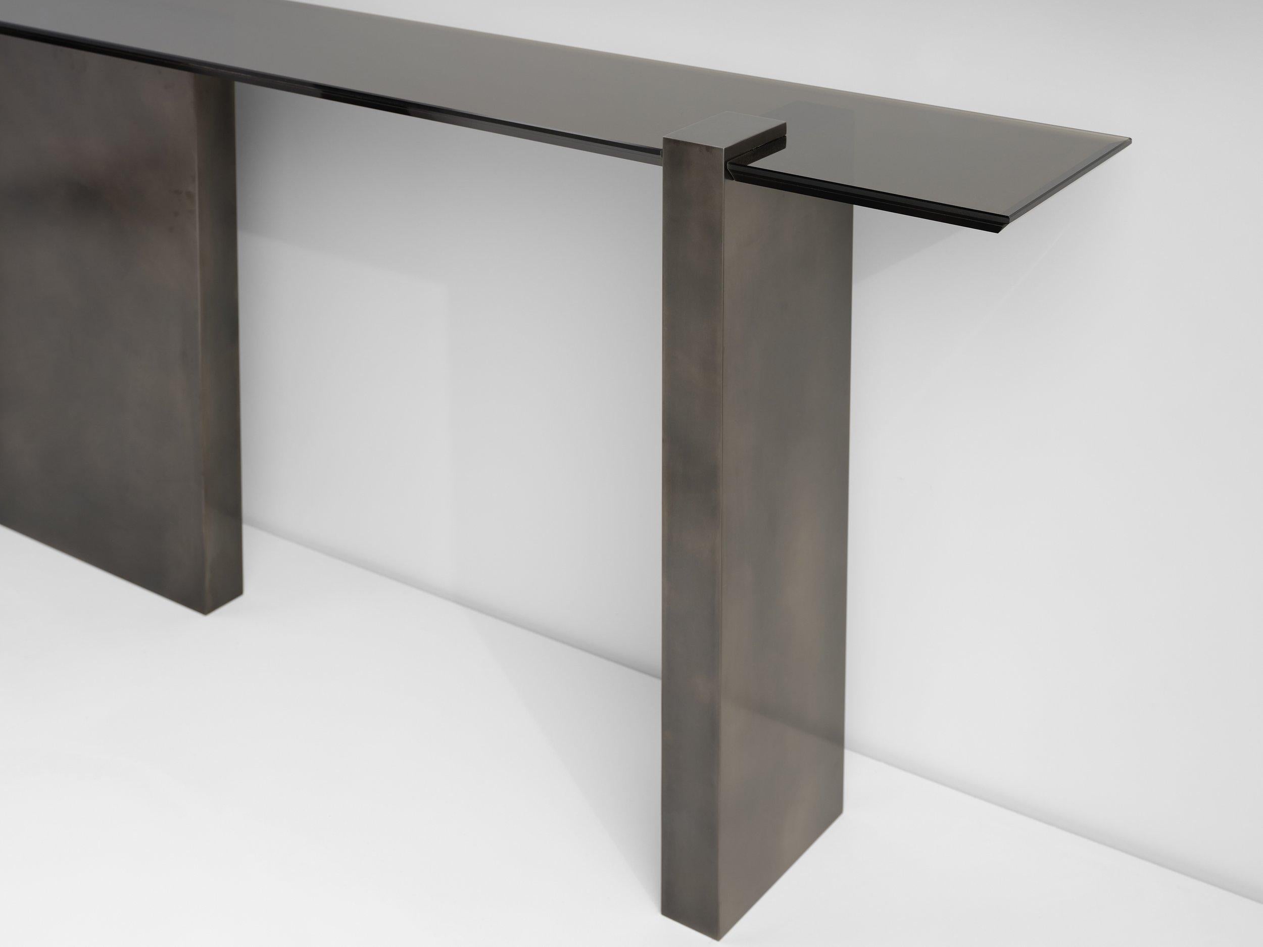 Contemporary Douglas Fanning, Mesa, Patinated Console, Steel and Bronze, United States, 2023 For Sale