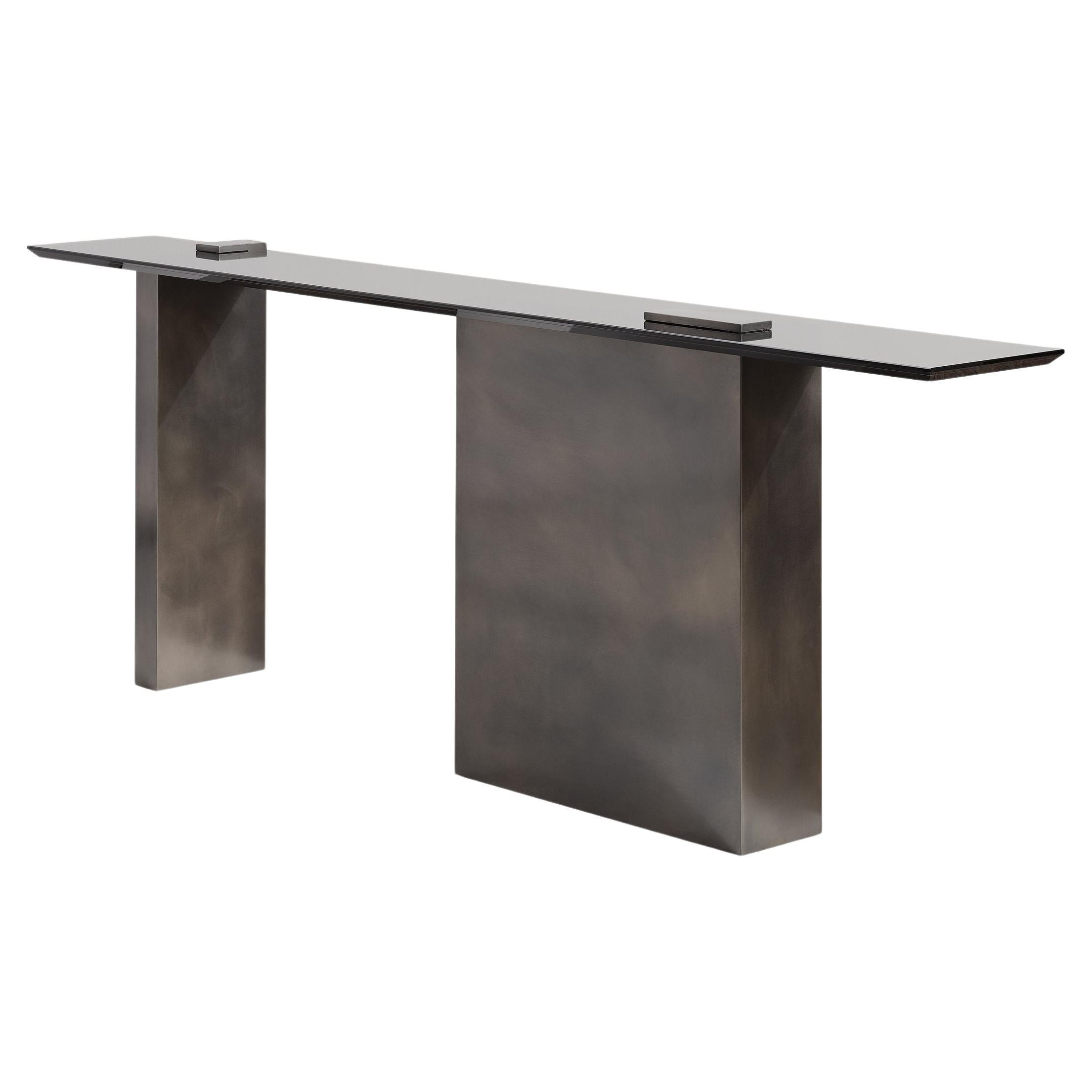 Douglas Fanning, Mesa, Patinated Console, Steel and Bronze, United States, 2023
