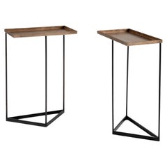 Douglas Fanning, Pair of Geometric Bronze and Steel Cocktail Tables, US, 2021