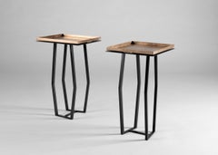 Douglas Fanning, Pair of Square Topped Bronze & Steel Cocktail Tables, US, 2021