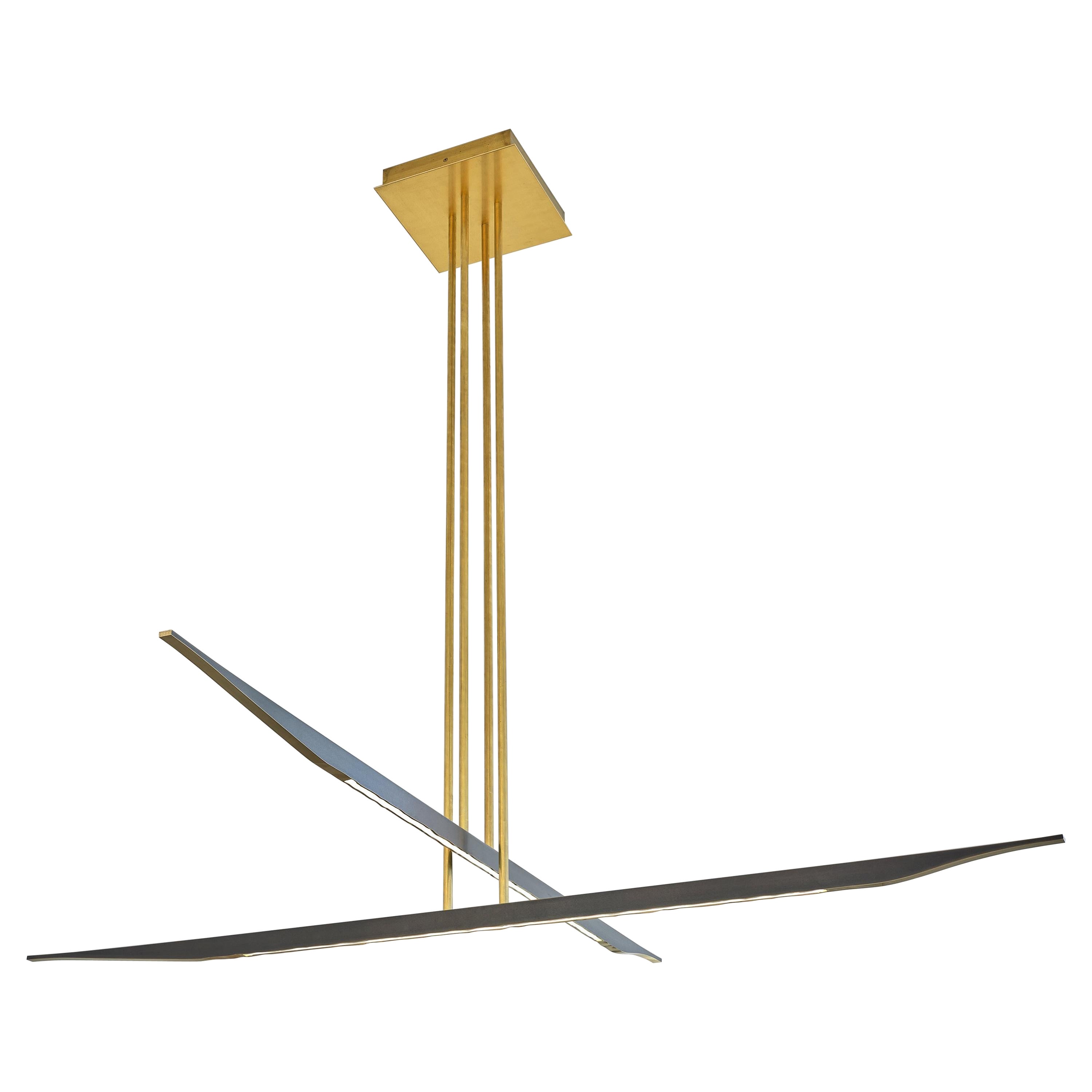 Douglas Fanning, Pirogue Crossing, Deckenleuchte aus Messing, USA, 2021