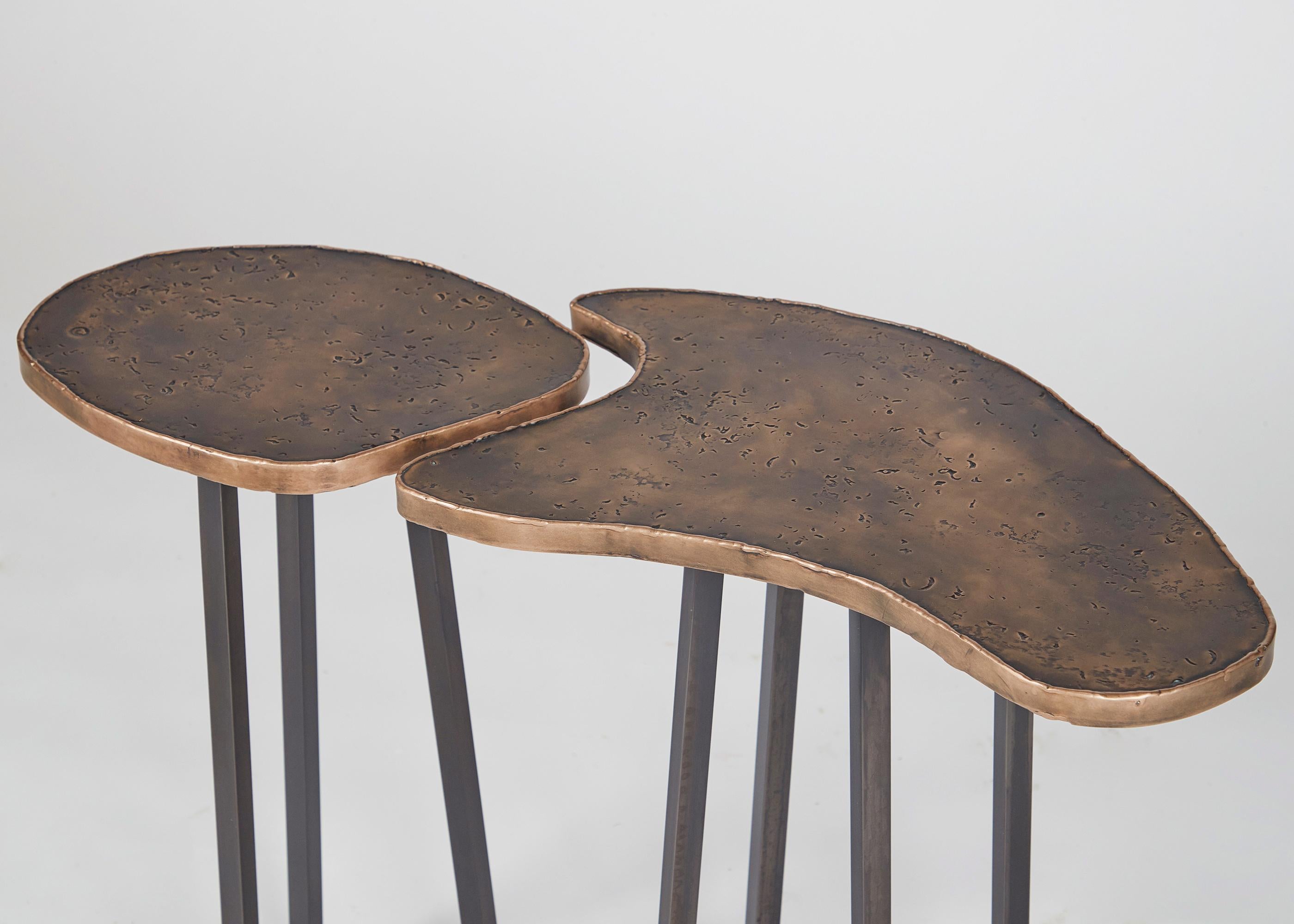 American Douglas Fanning, Set of Conjoining Bronze Cocktail Tables, United States, 2020 For Sale