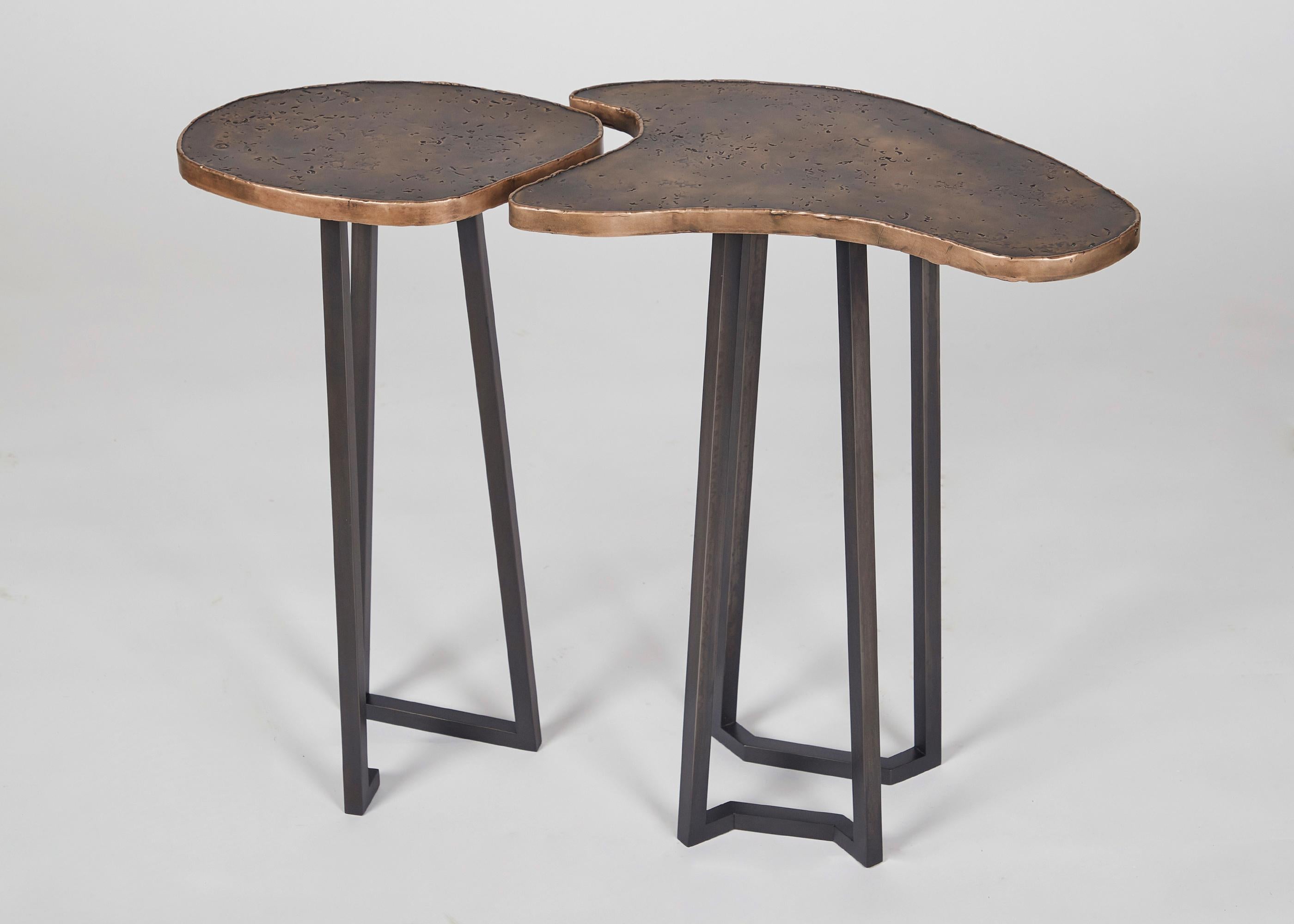 Blackened Douglas Fanning, Set of Conjoining Bronze Cocktail Tables, United States, 2020 For Sale