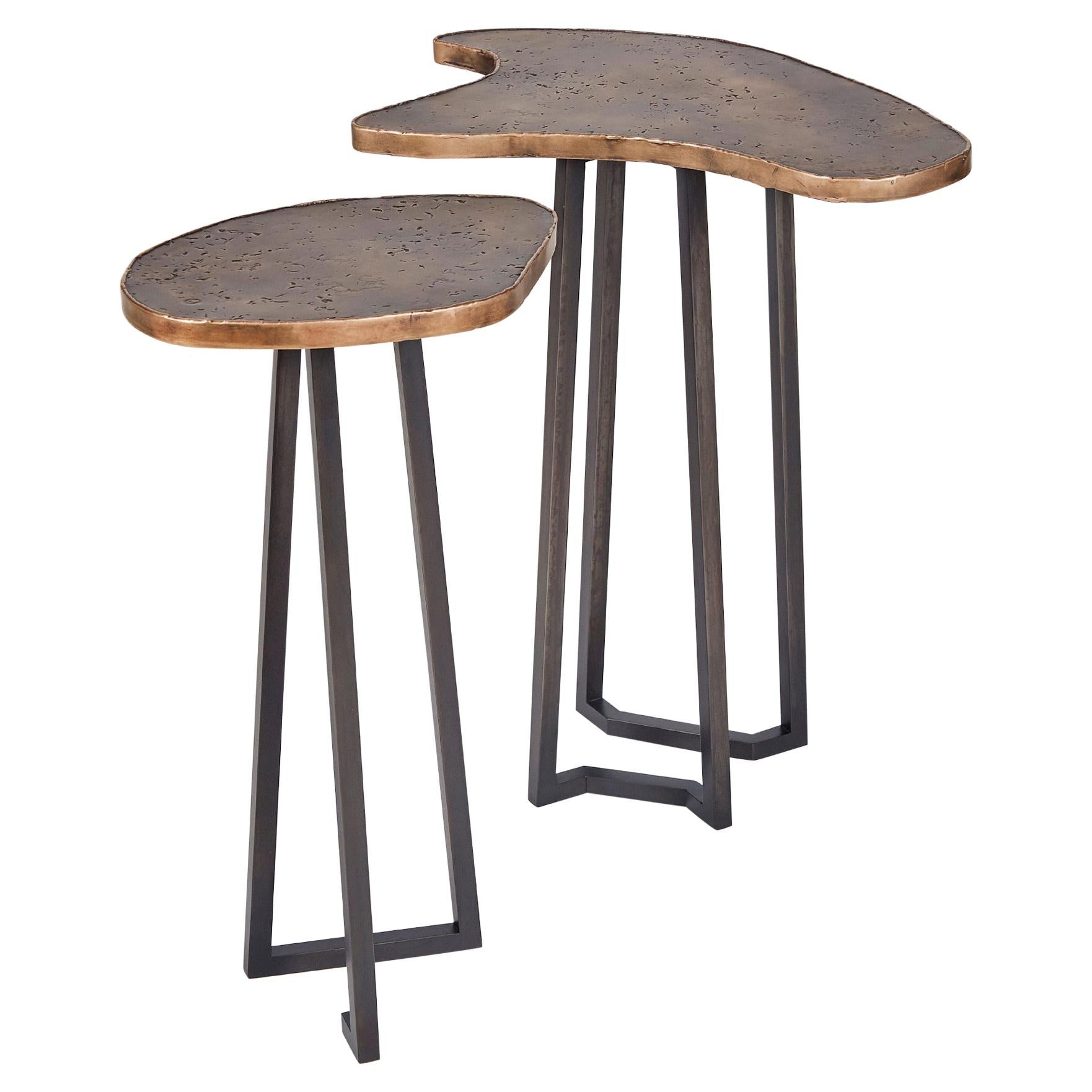 Douglas Fanning, Set of Conjoining Bronze Cocktail Tables, United States, 2020