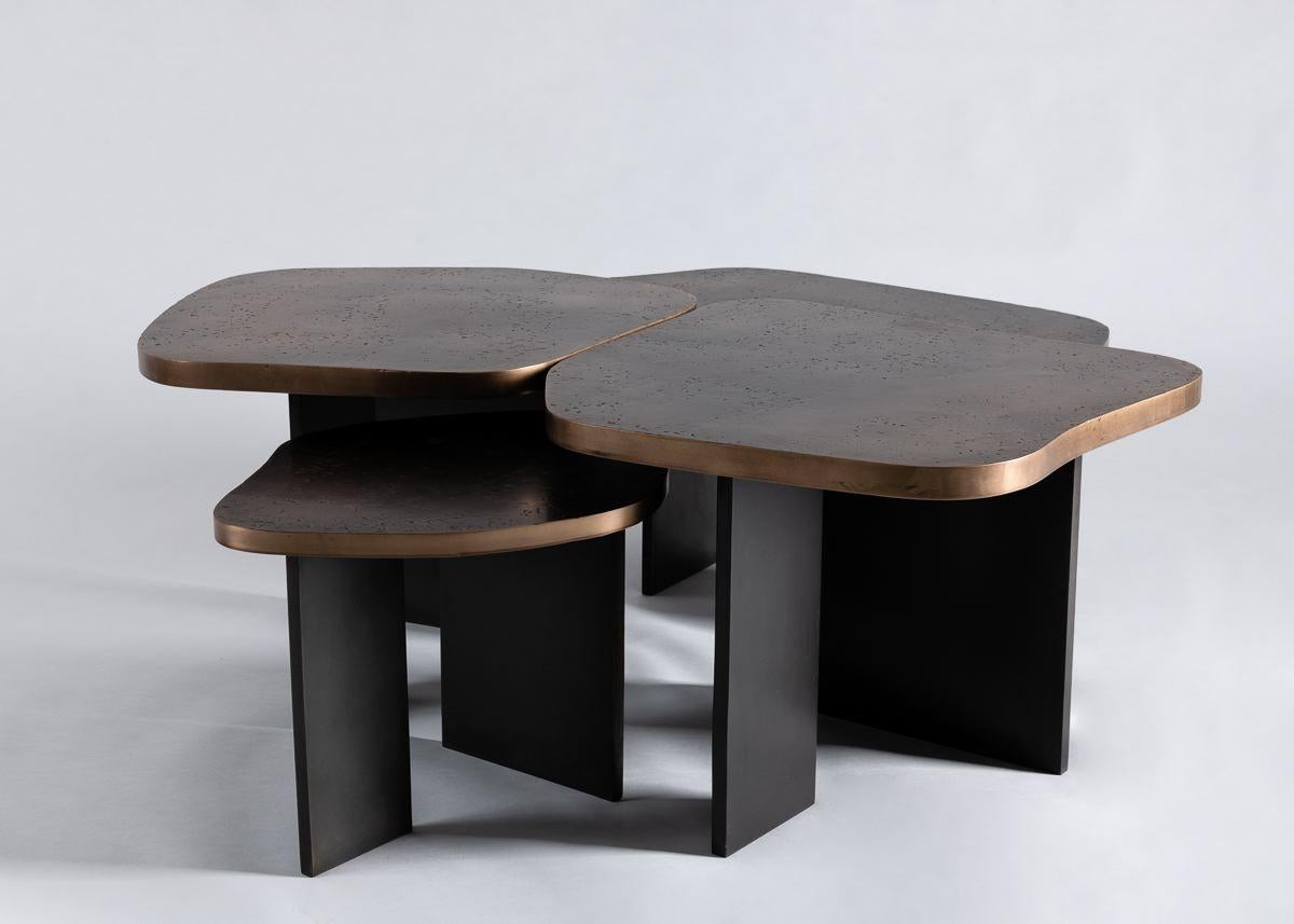 American Douglas Fanning, Four Bronze and Steel Nesting Tables, United States, 2019 For Sale