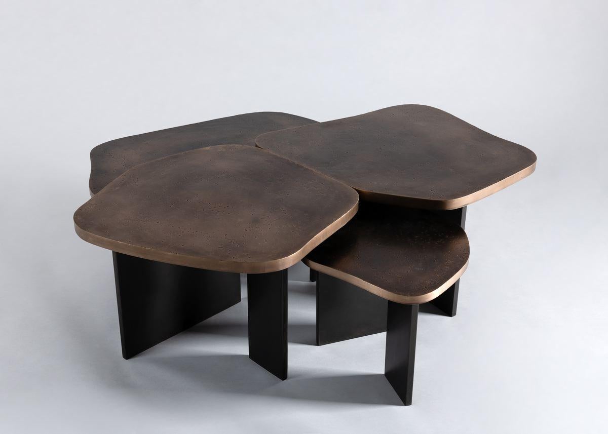 Contemporary Douglas Fanning, Four Bronze and Steel Nesting Tables, United States, 2019 For Sale
