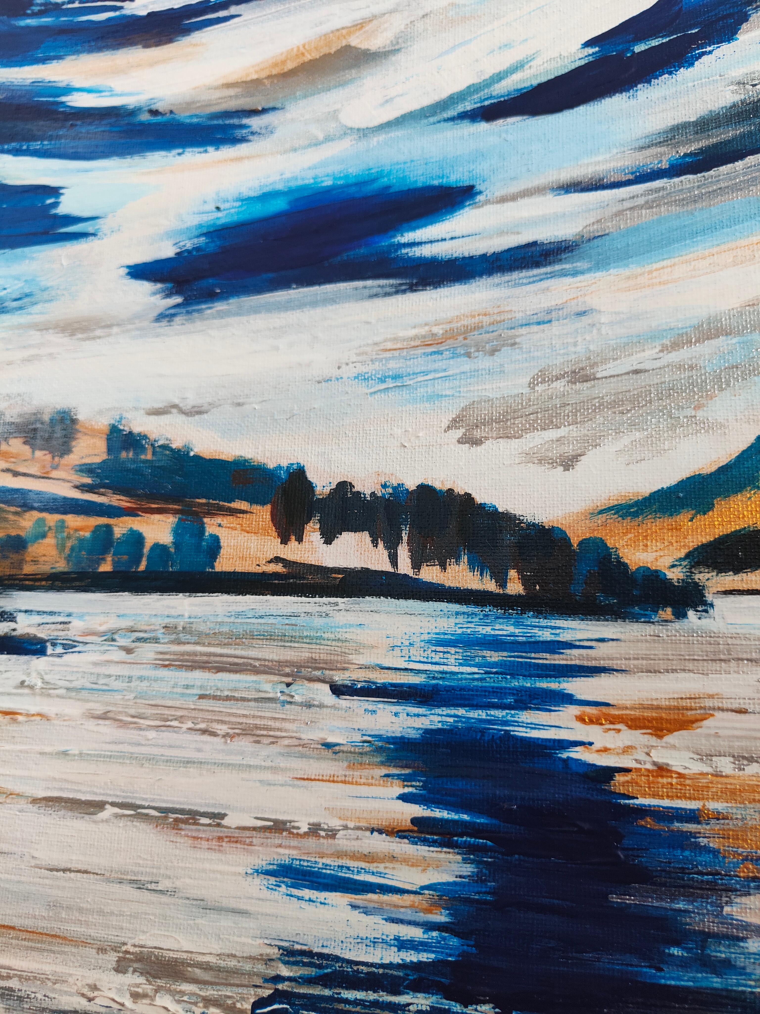 Fünf Stunden in Kenmore (Violett), Abstract Painting, von  Douglas Findlay