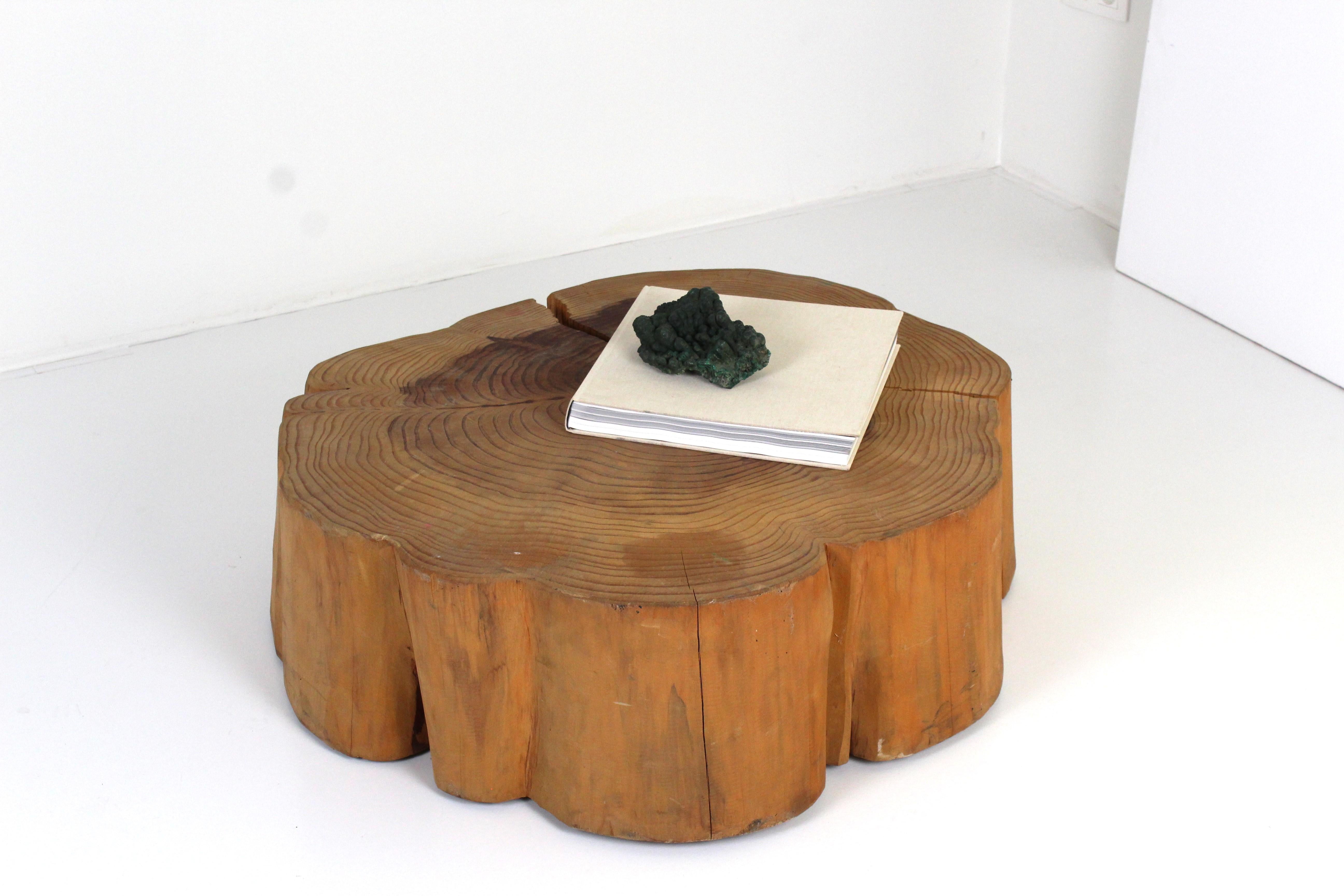 Great full piece of Douglas fir wooden coffee table.  France 1990's