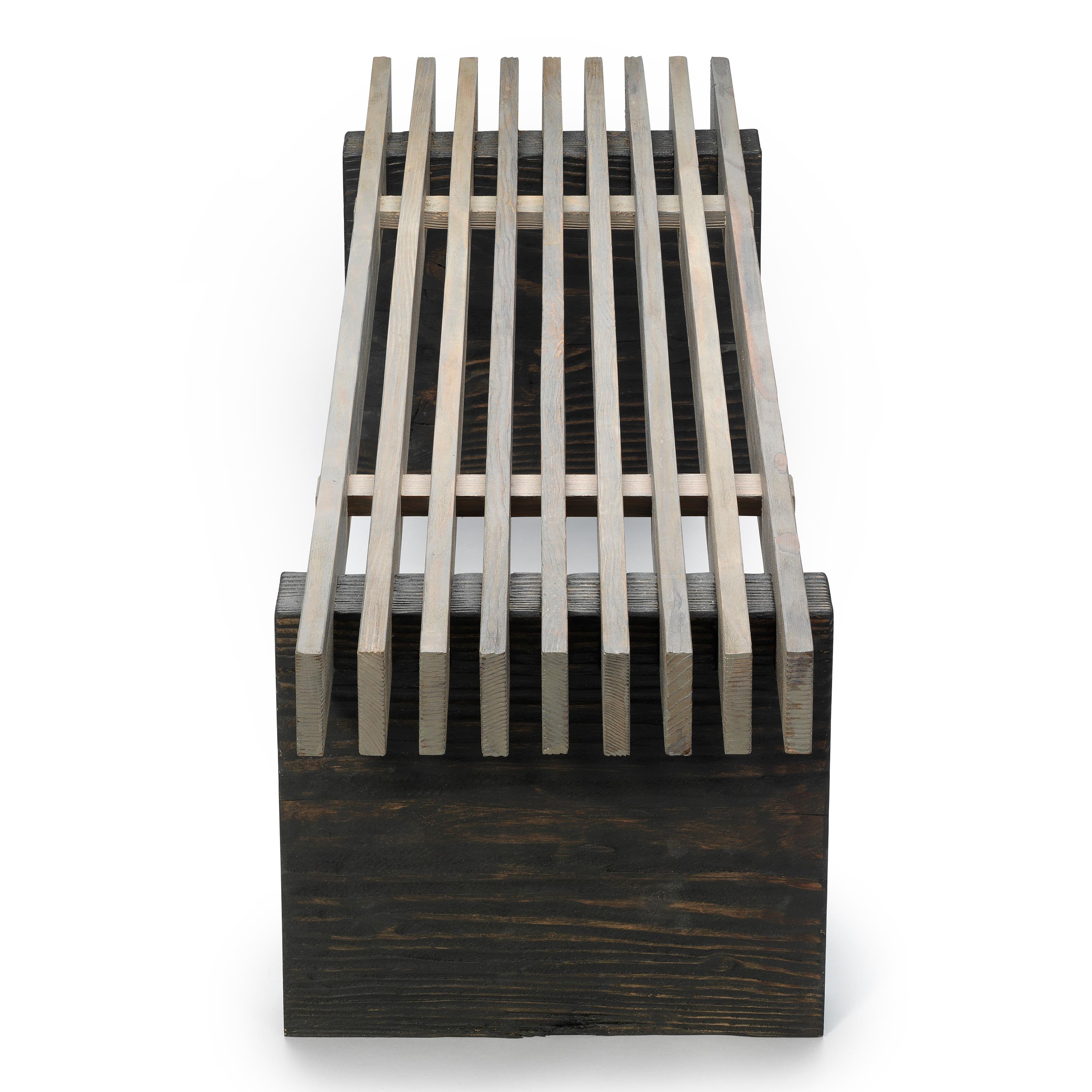 Moderne Banc d'extérieur à lattes en bois de Douglas / Personnalisé / 48