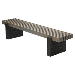 Outdoor Slat Bench in Vertical Grain Douglas Fir Wood Rustic Style