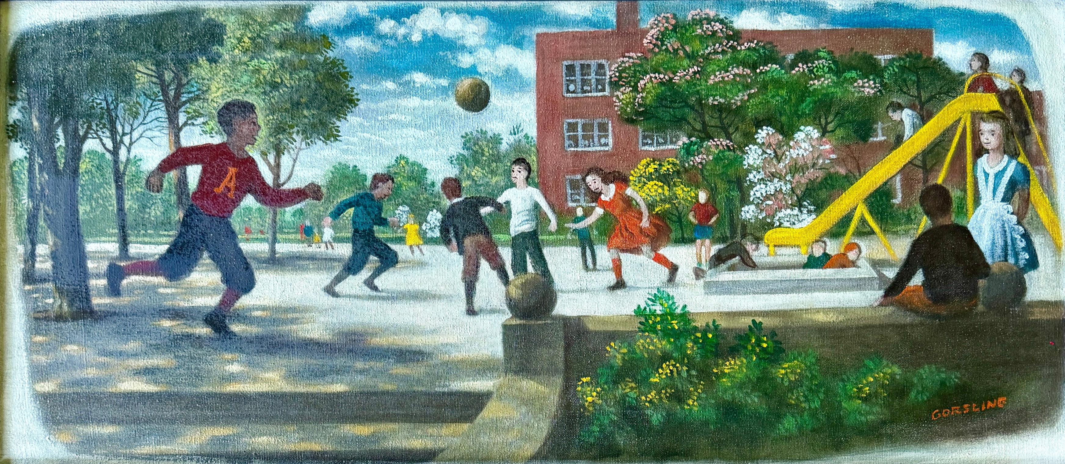 « Aire de jeux » Époque de la WPA, milieu du XXe siècle, scène américaine, réalisme social, art moderne