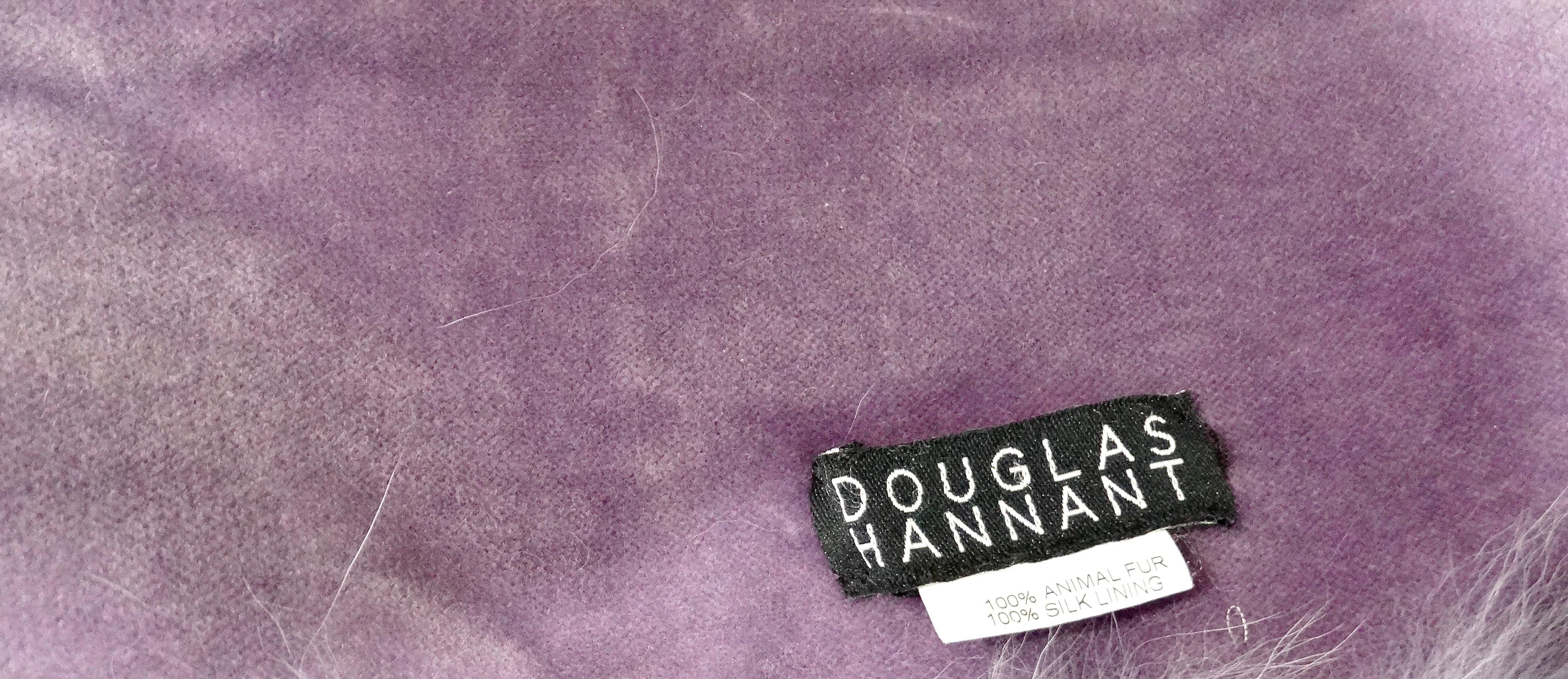 Women's Douglas Hannant Purple Fox Fur & Silk Scarf circa 1990s For Sale