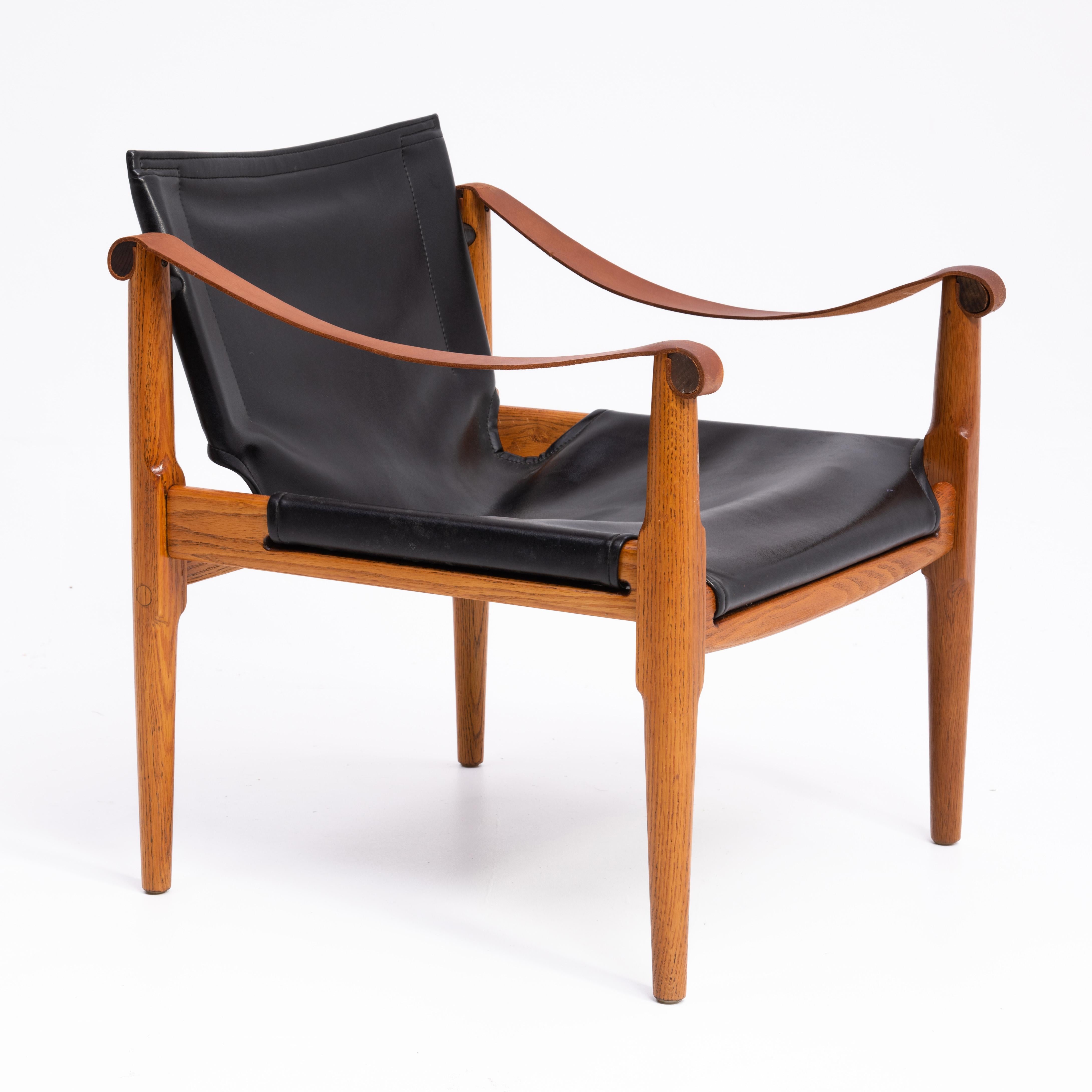 Douglas Heaslett Brown Saltman Safari Sling Chair 1960s In Good Condition For Sale In Forest Grove, PA