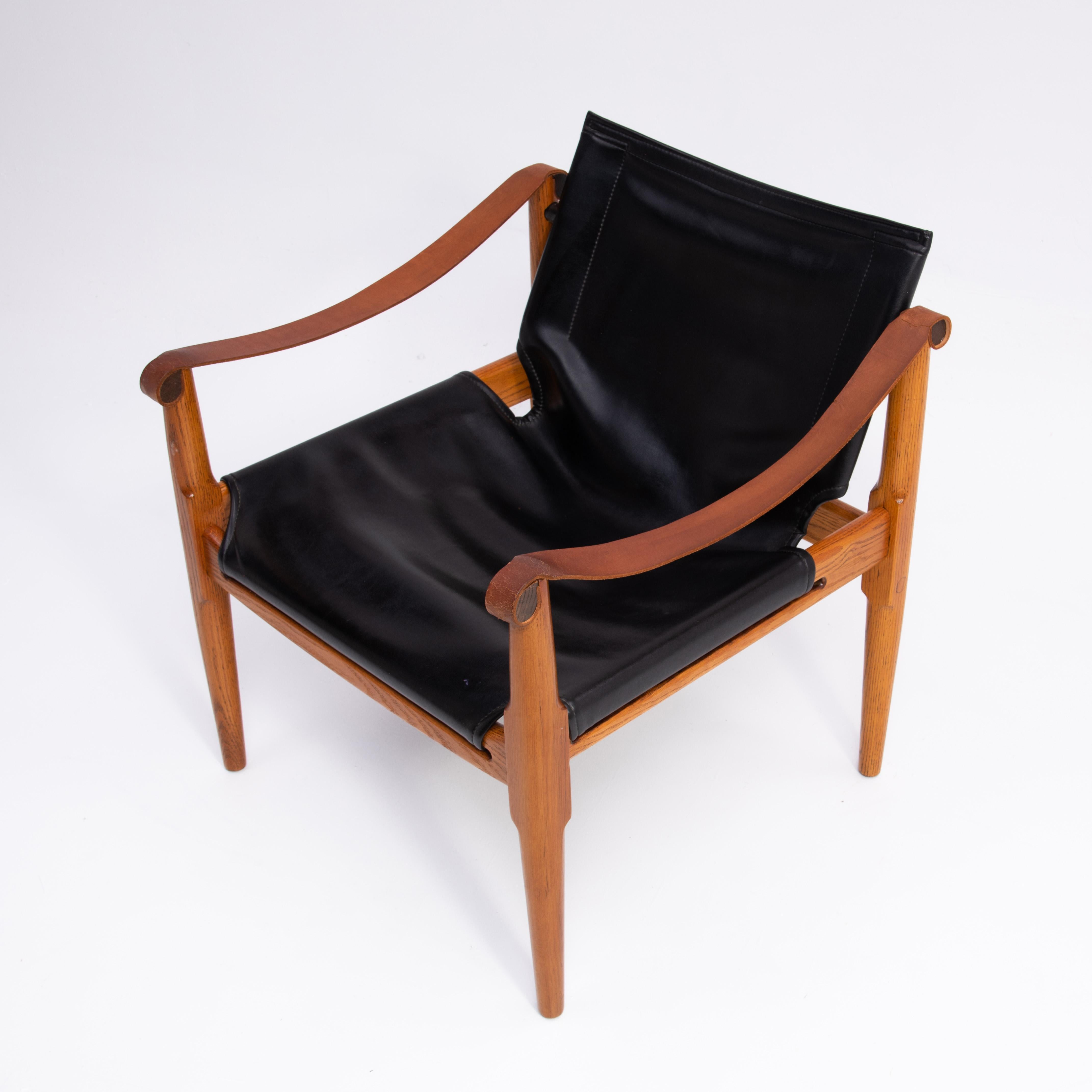 Leather Douglas Heaslett Brown Saltman Safari Sling Chair 1960s For Sale