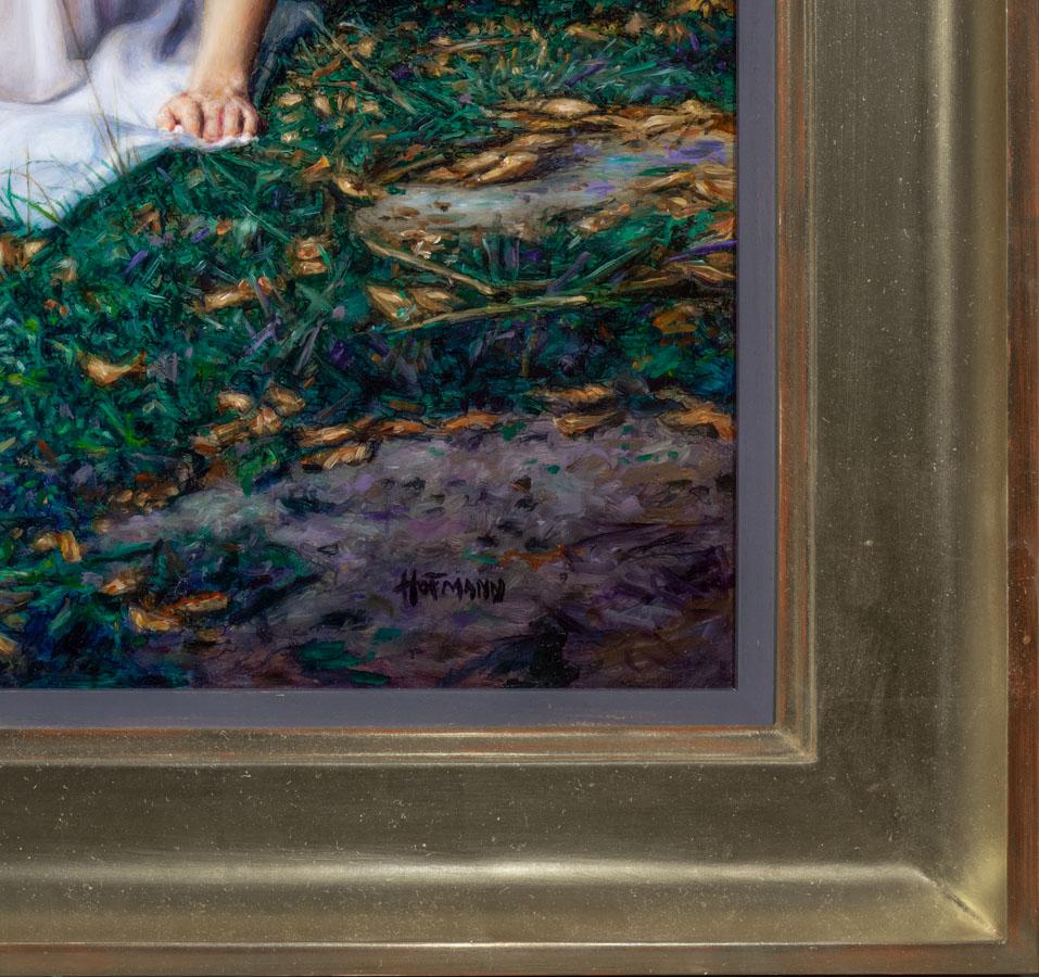 Lady of the Lake ist ein Ölgemälde auf einer Tafel, 23,5 x 25,5