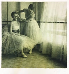 « Avant le ballet », lithographie signée à la main, édition limitée à 150 exemplaires, années 1980, 27 x 25 pouces
