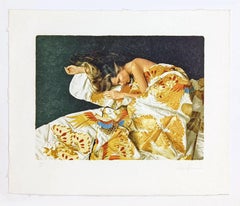 Gold and Silk Lithograph on Japon Paper, Contemporary, Signed Limited Edition