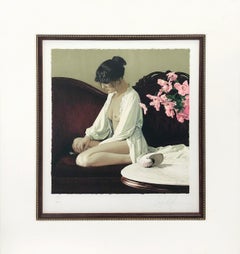 Pink Flowers, Hand Signed Lithograph, Edition of 100, 22 x 19 inches