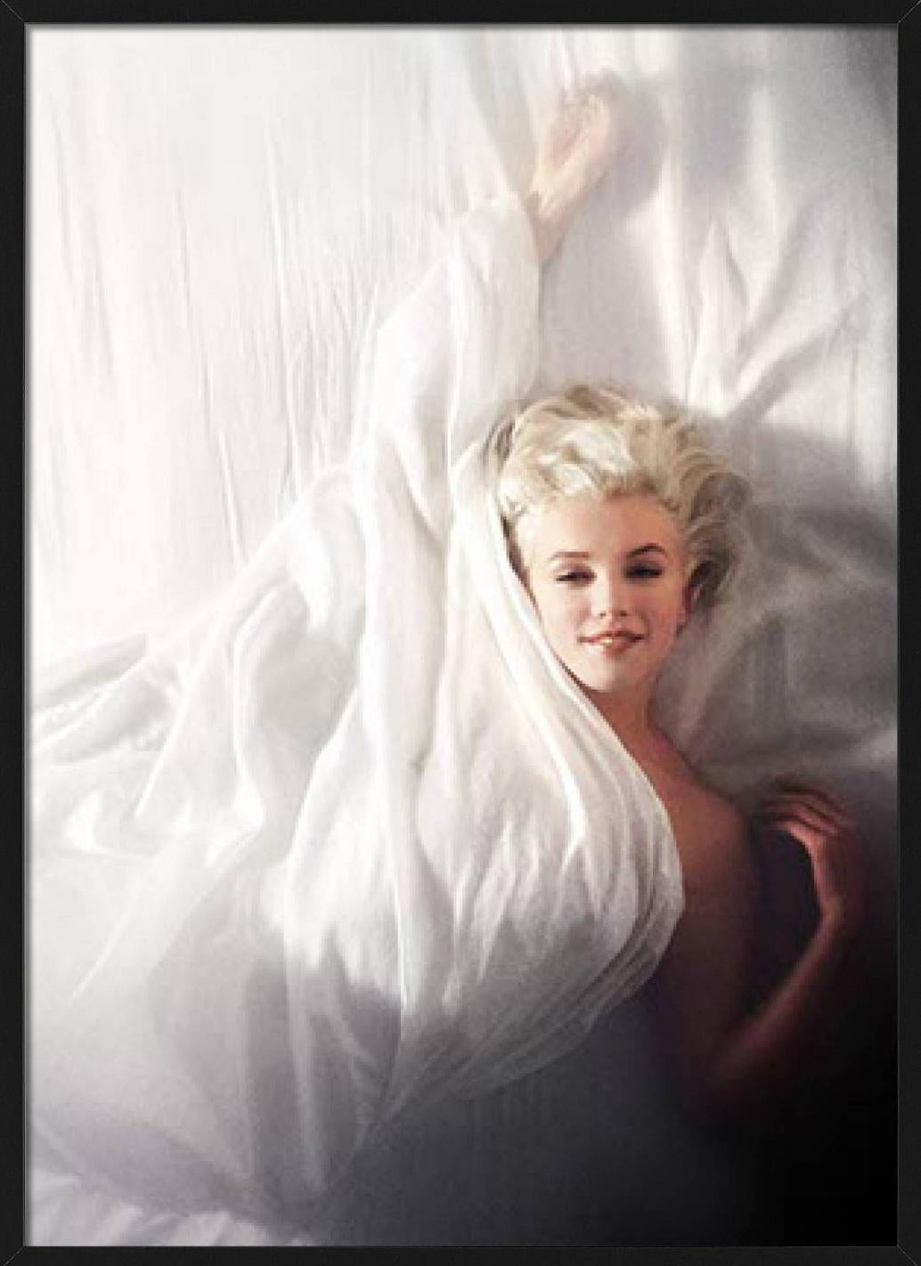 Marilyn Monroe - nue entre feuilles blanches, photographie d'art vintage, 1961 en vente 2