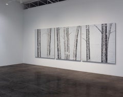 Snowy Forest Tryptich - Trio of Douglas Cartmel Abstract Oil Paintings on Linen