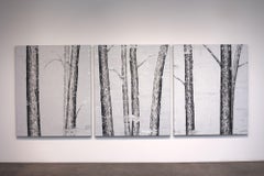Snowy Forest Tryptich - Trio of Douglas Cartmel Abstract Oil Paintings on Linen