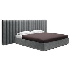 Douglas velvet double bed with upholstered head and one-movement bed base