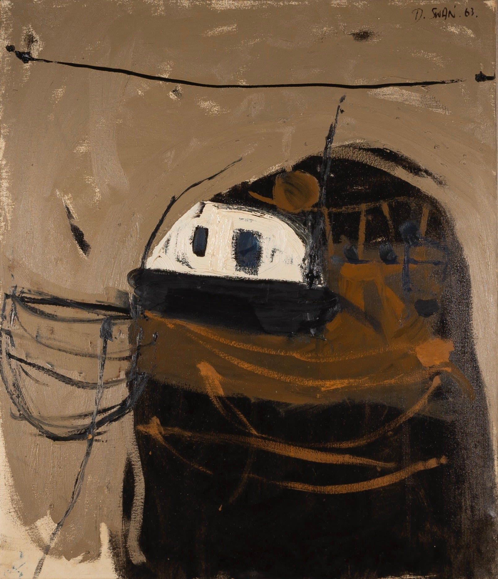 Nordseeport, Öl auf Leinwand von Douglas Swan, 1963

Zusätzliche Informationen:
Medium: Öl auf Leinwand
66 x 77 cm
26 x 30 1/4 in
Unterzeichnet und datiert 

Douglas Litterick Swan wurde in New Britain, Connecticut, als Sohn schottischer Eltern
