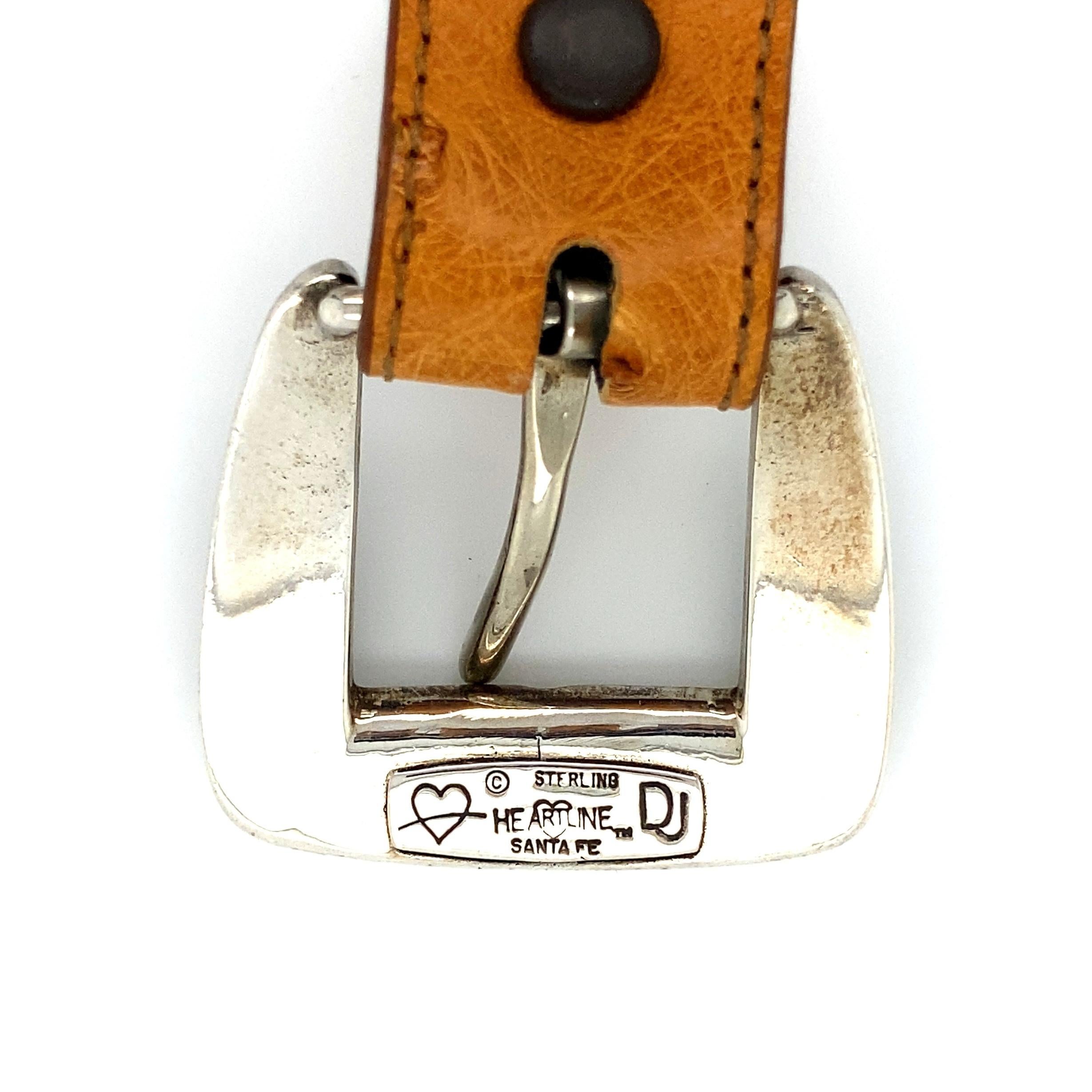 Douglas Magnus Heartline Türkis Inlay Sterling Silber Schnalle Ledergürtel im Zustand „Neu“ in Montreal, QC