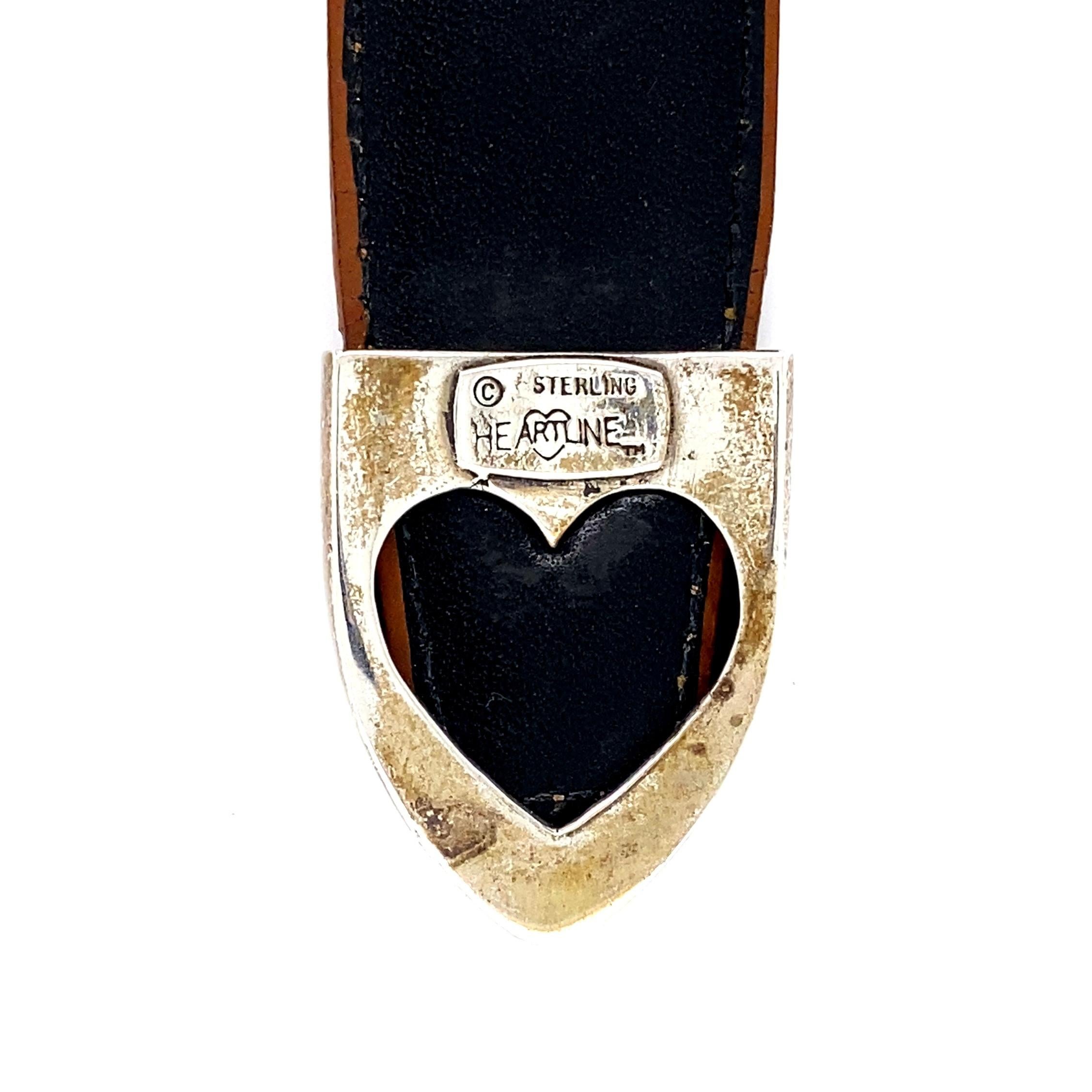 Douglas Magnus Heartline Türkis Inlay Sterling Silber Schnalle Ledergürtel für Damen oder Herren