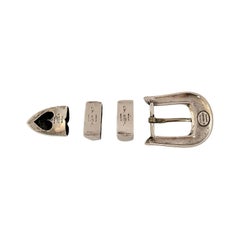 Douglas Magnus Santa Fe Sterling Silver 4pc Belt Buckle Keepers & Tip Set