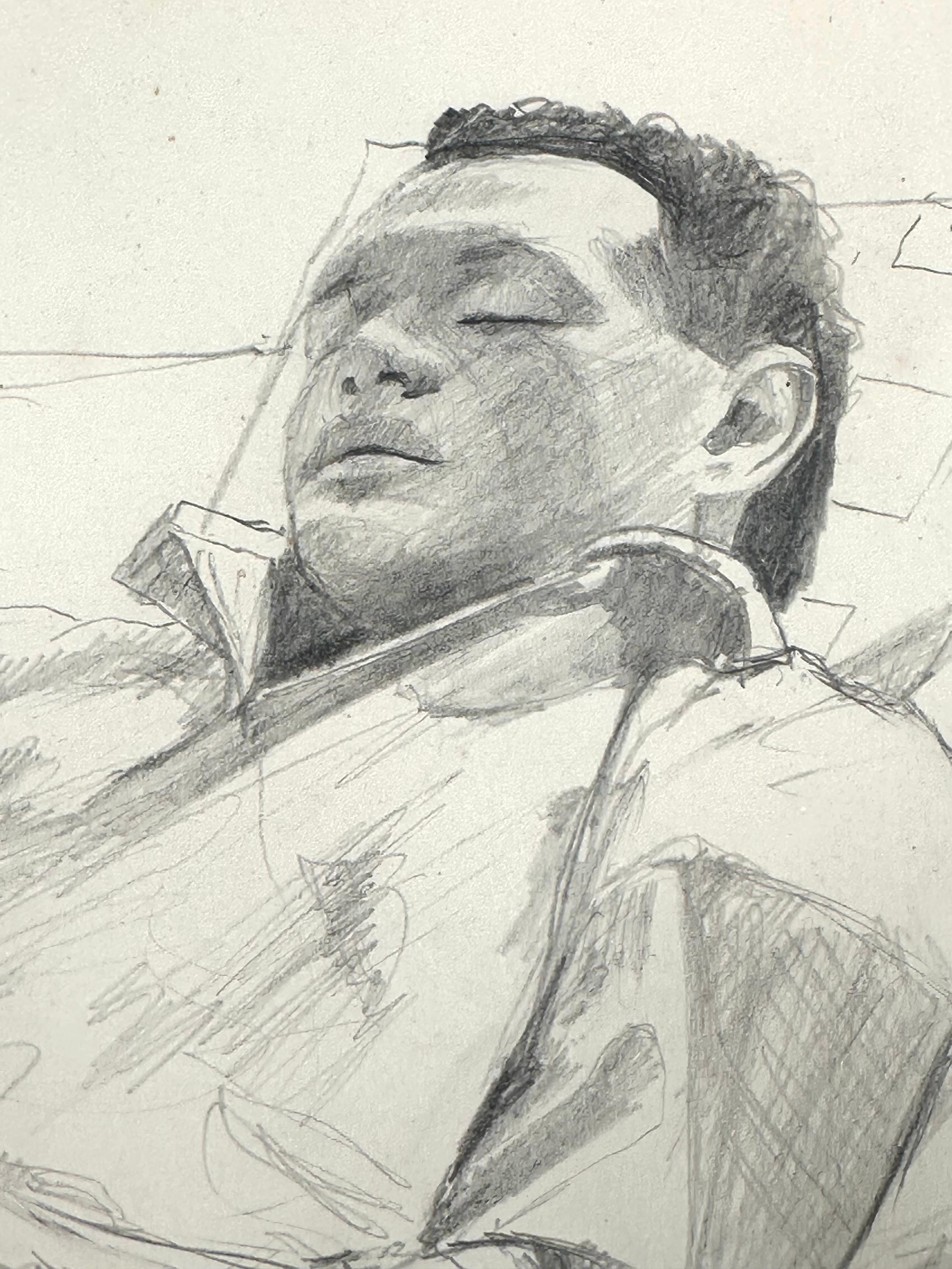 Sleeping Man (portrait) - Painting by Douglas Martenson