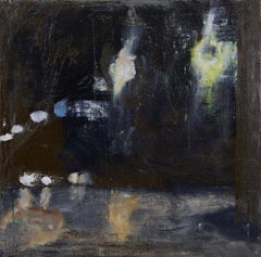 Rainy Night, Contemporary Figural Abstract Cityscape