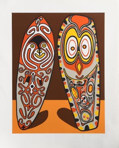 Friendly Totems, serigrafia folkloristica di Douglas Mazonowics