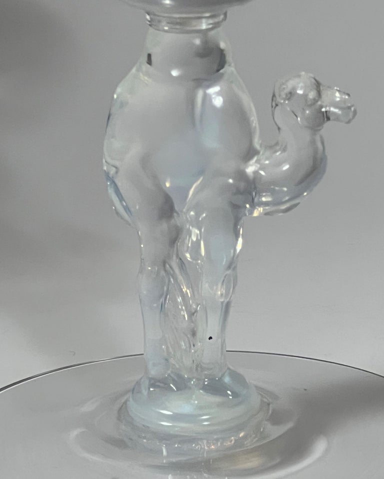 Douglas Nash Libbey Camel Candle Holder Opalescent Art Glass 1933 Ex