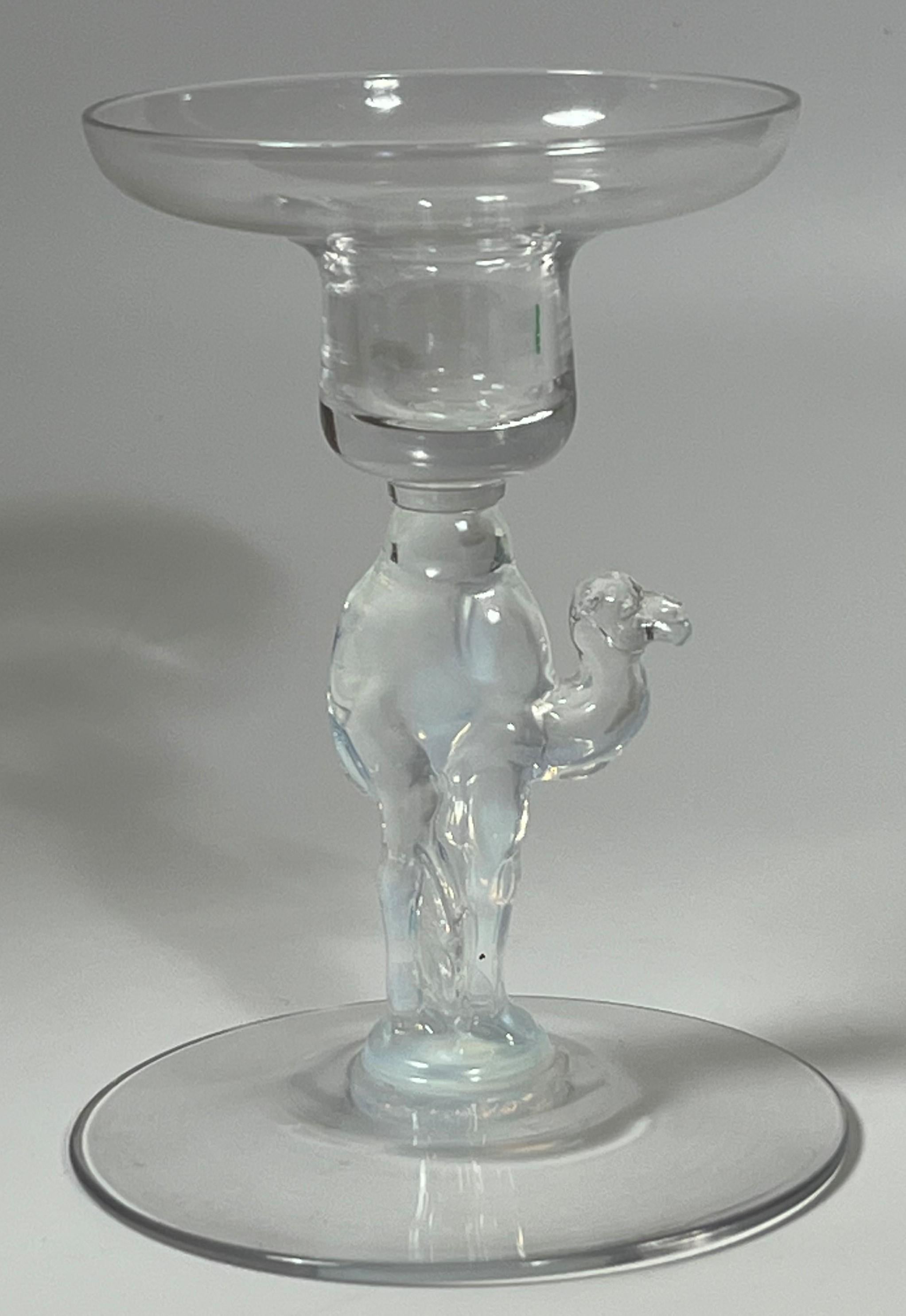 Douglas Nash Libbey Camel Candle Holder Opalescent Art Glass 1933 Ex Tiffany For Sale 1