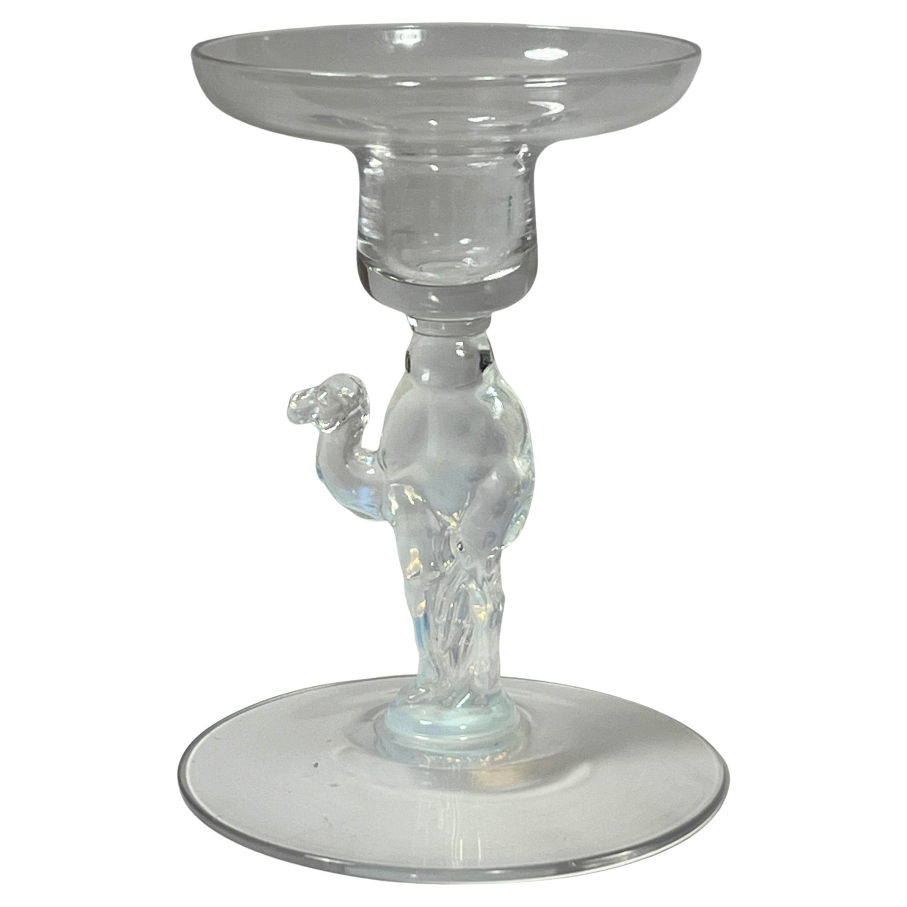Douglas Nash Libbey Camel Candle Holder Opalescent Art Glass 1933 Ex Tiffany For Sale