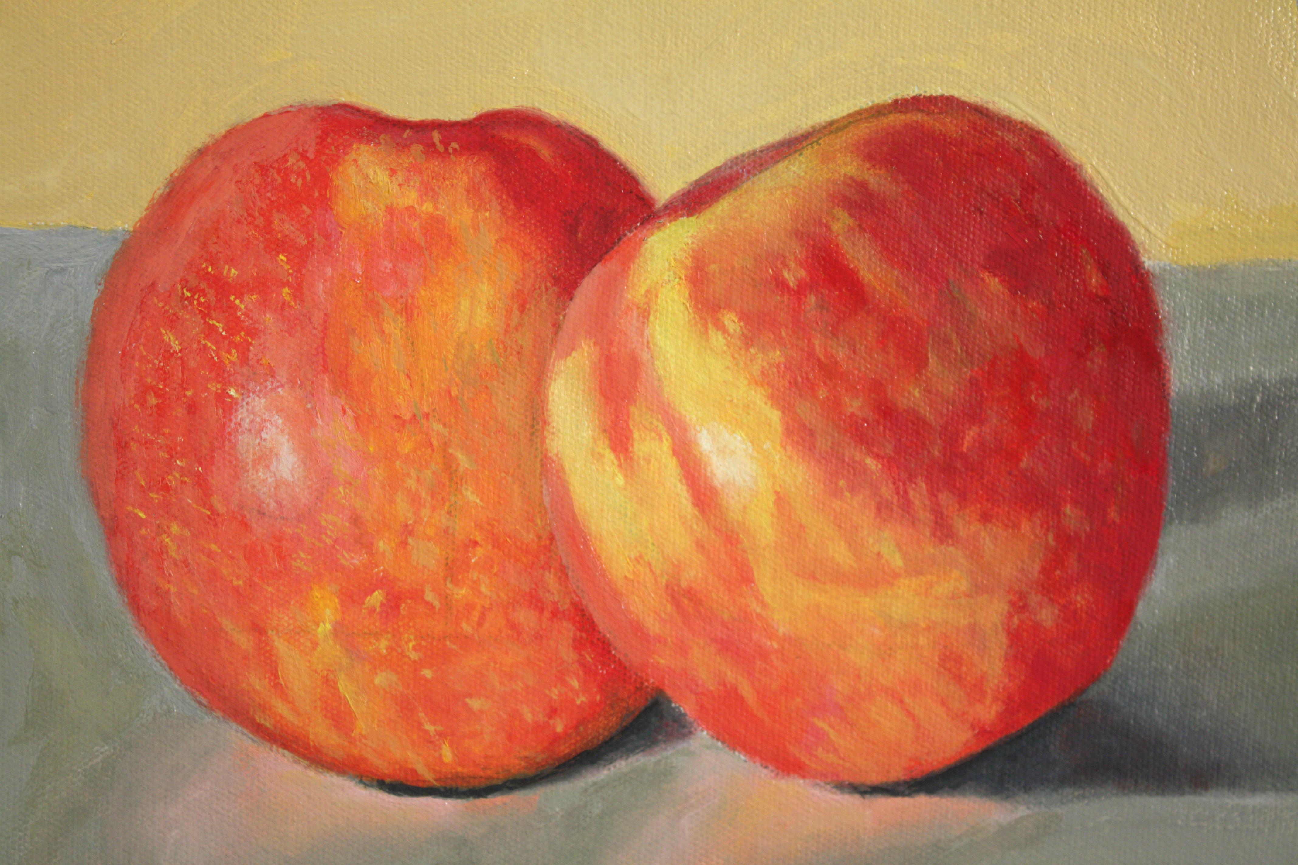 Äpfel und Vase – Painting von Douglas Newton