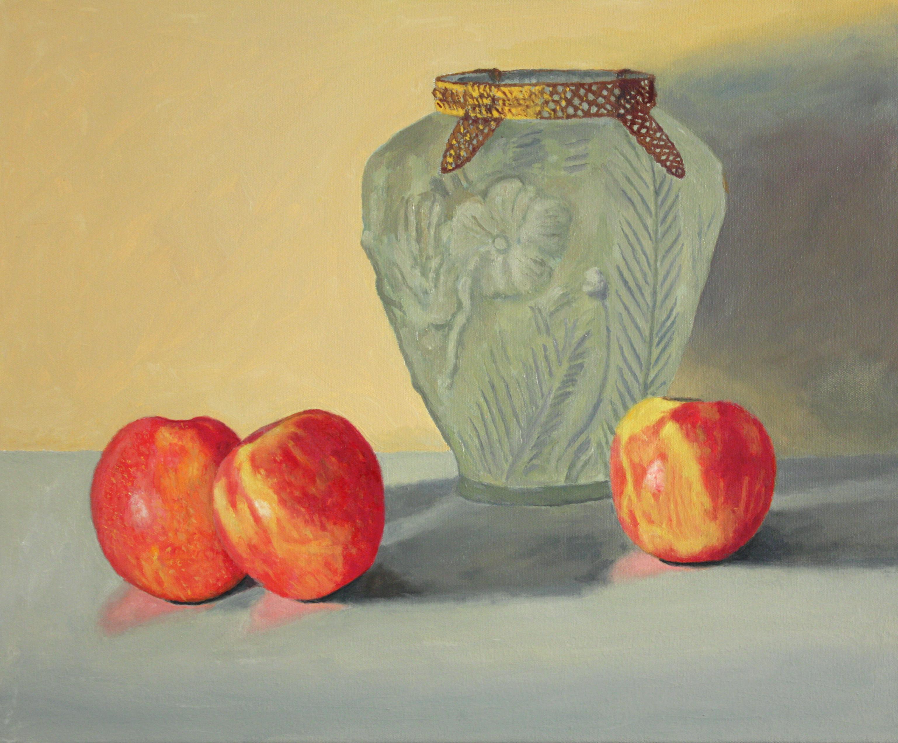 Douglas Newton Still-Life Painting – Äpfel und Vase