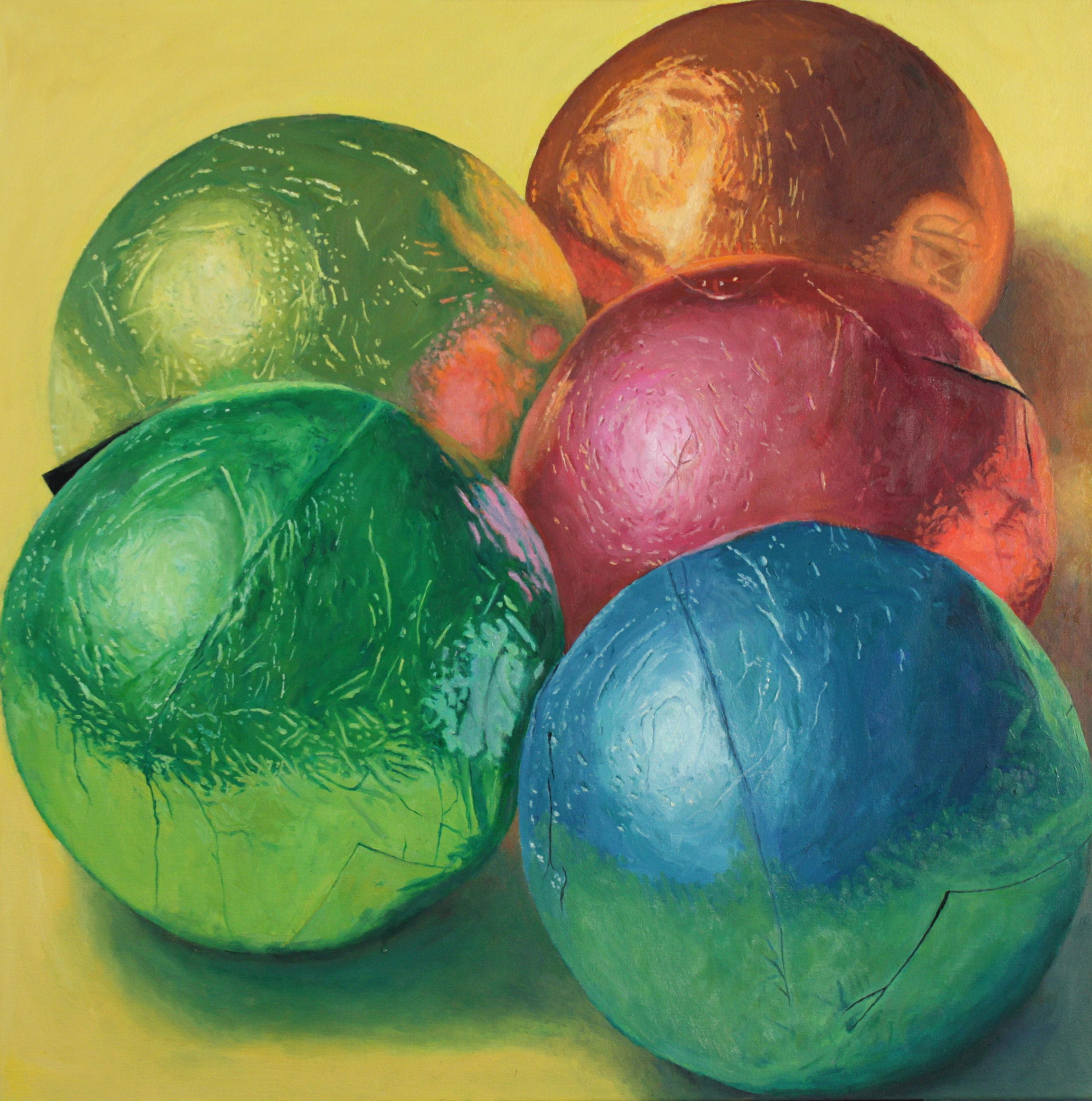 Douglas Newton Still-Life Painting - Five Chocolate Caramels