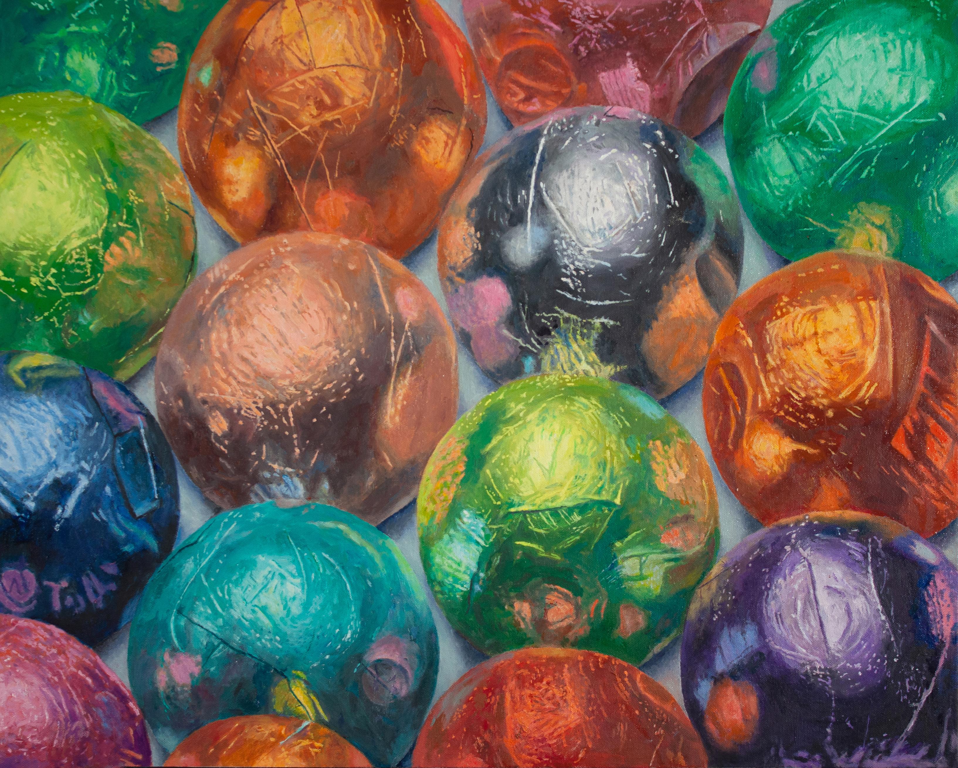 Still-Life Painting Douglas Newton - « Many Chocolates » : peinture à l'huile sur toile