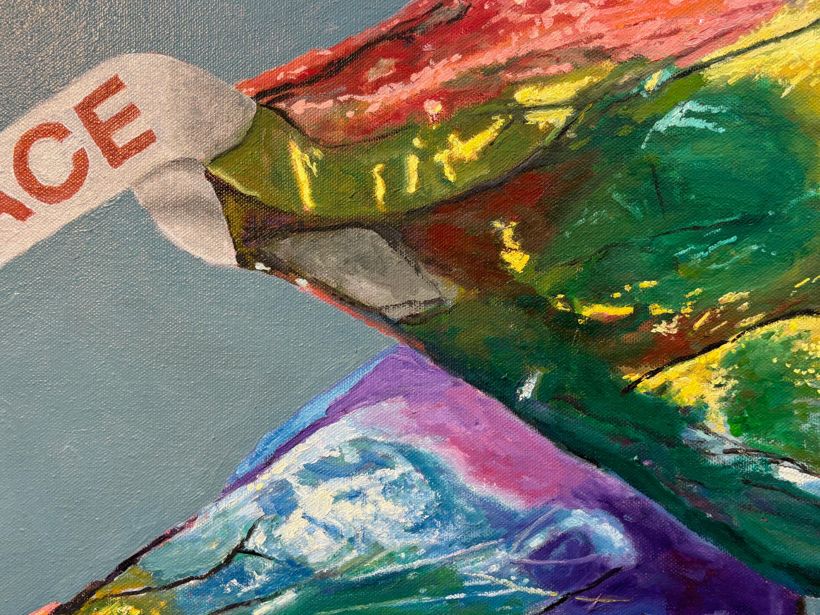 Frieden – Original Pop-Art- Stillleben- Ölgemälde  realistisches zeitgenössisches Kunstwerk im Angebot 1