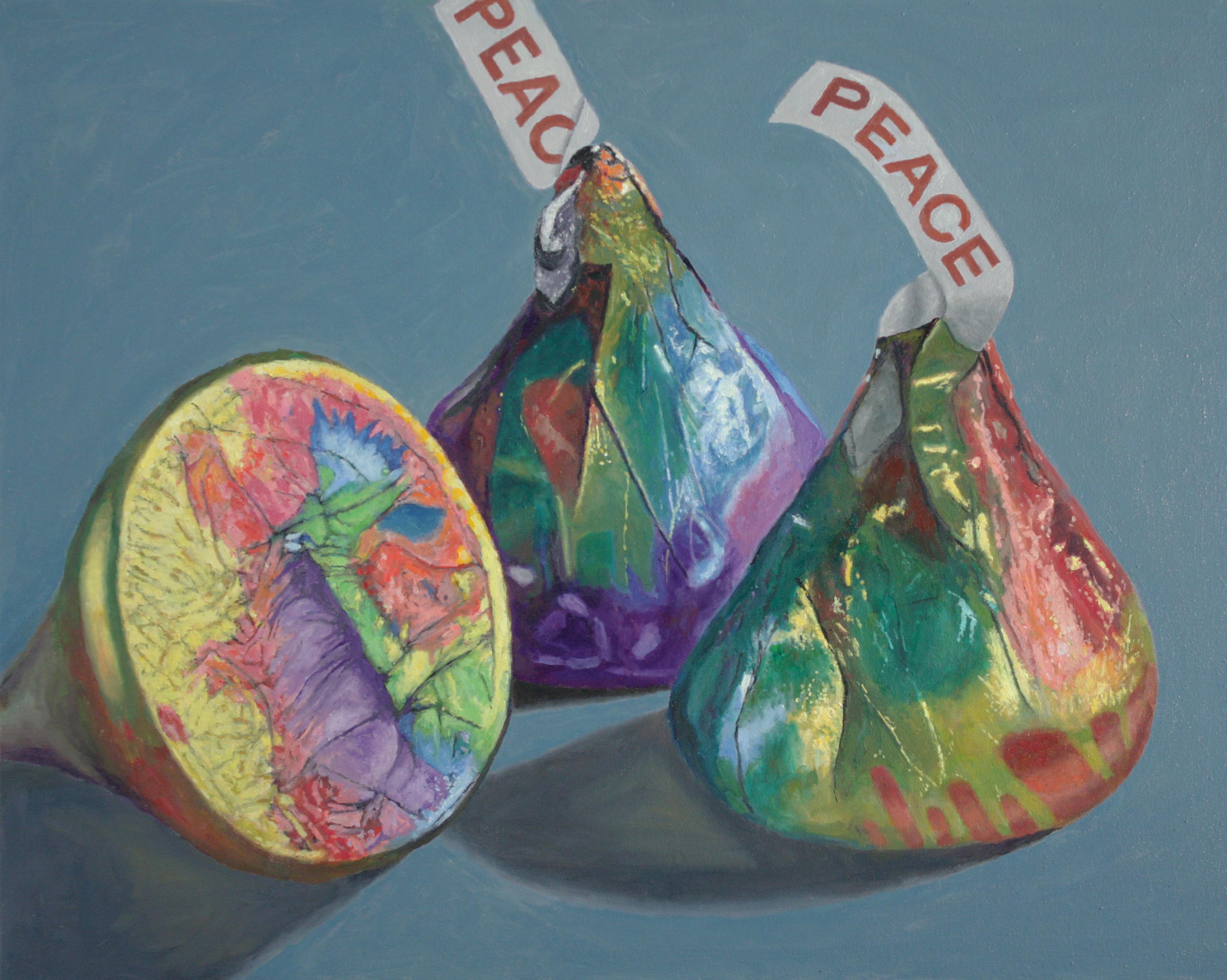 Peace - Original pop art- still life oil painting-  realist contemporary Artwork