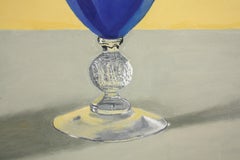 Peach and Blue Glass, colorful super realistic still life