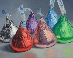Kisses arc-en-ciel, image colorée et réaliste de bonbons au chocolat