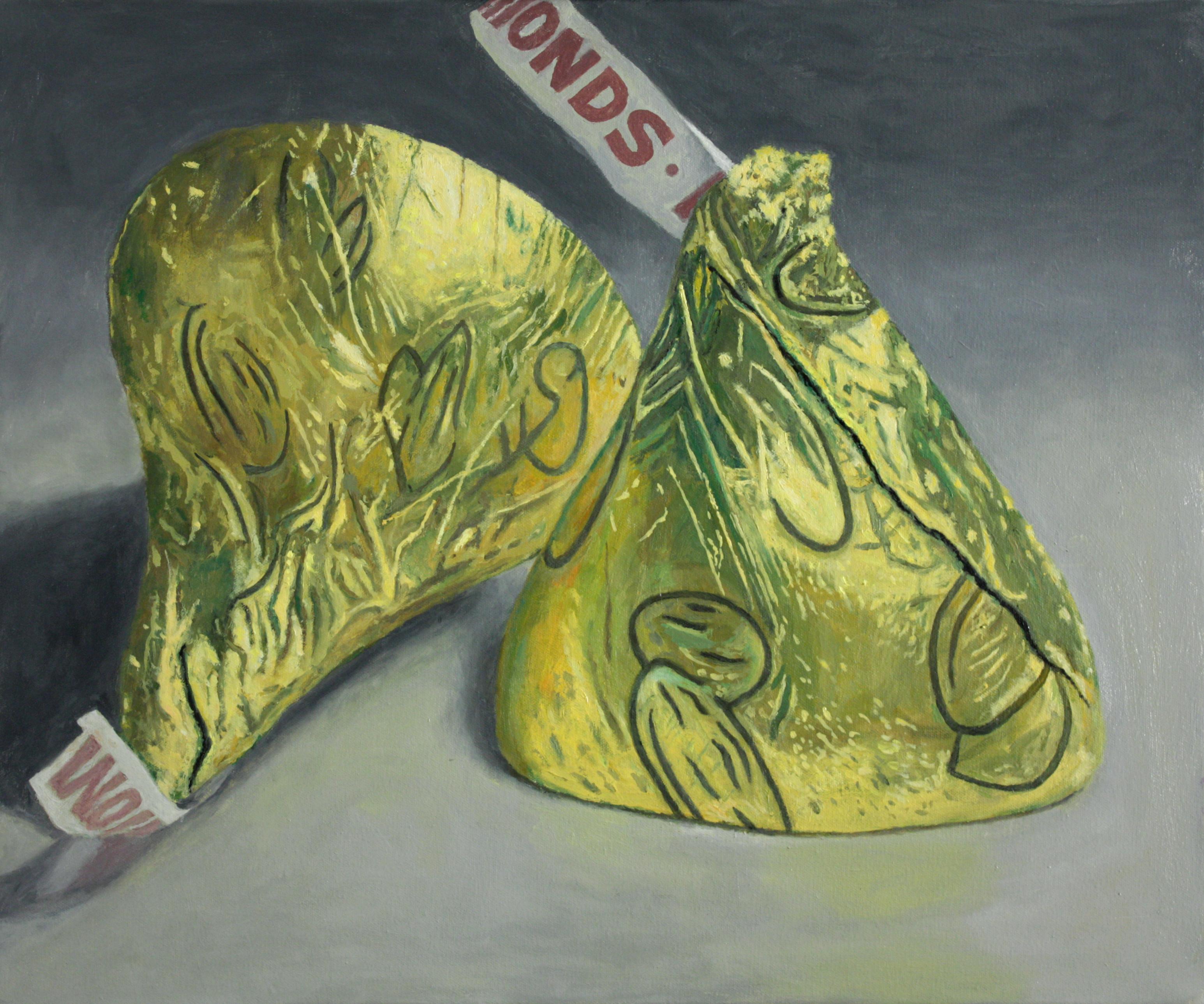 Still-Life Painting Douglas Newton - Deux Kisses, peinture à l'huile colorée de bonbons super réalistes